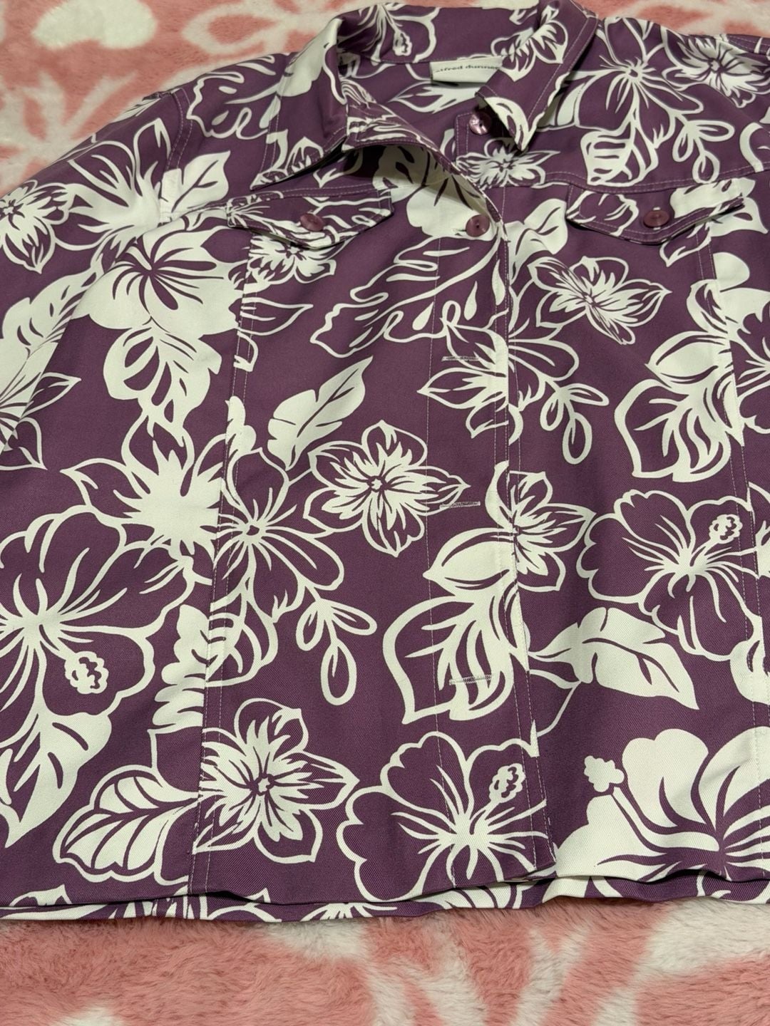 Alfred Dunner Floral Button Down Shirt Size 10 Purple White 4