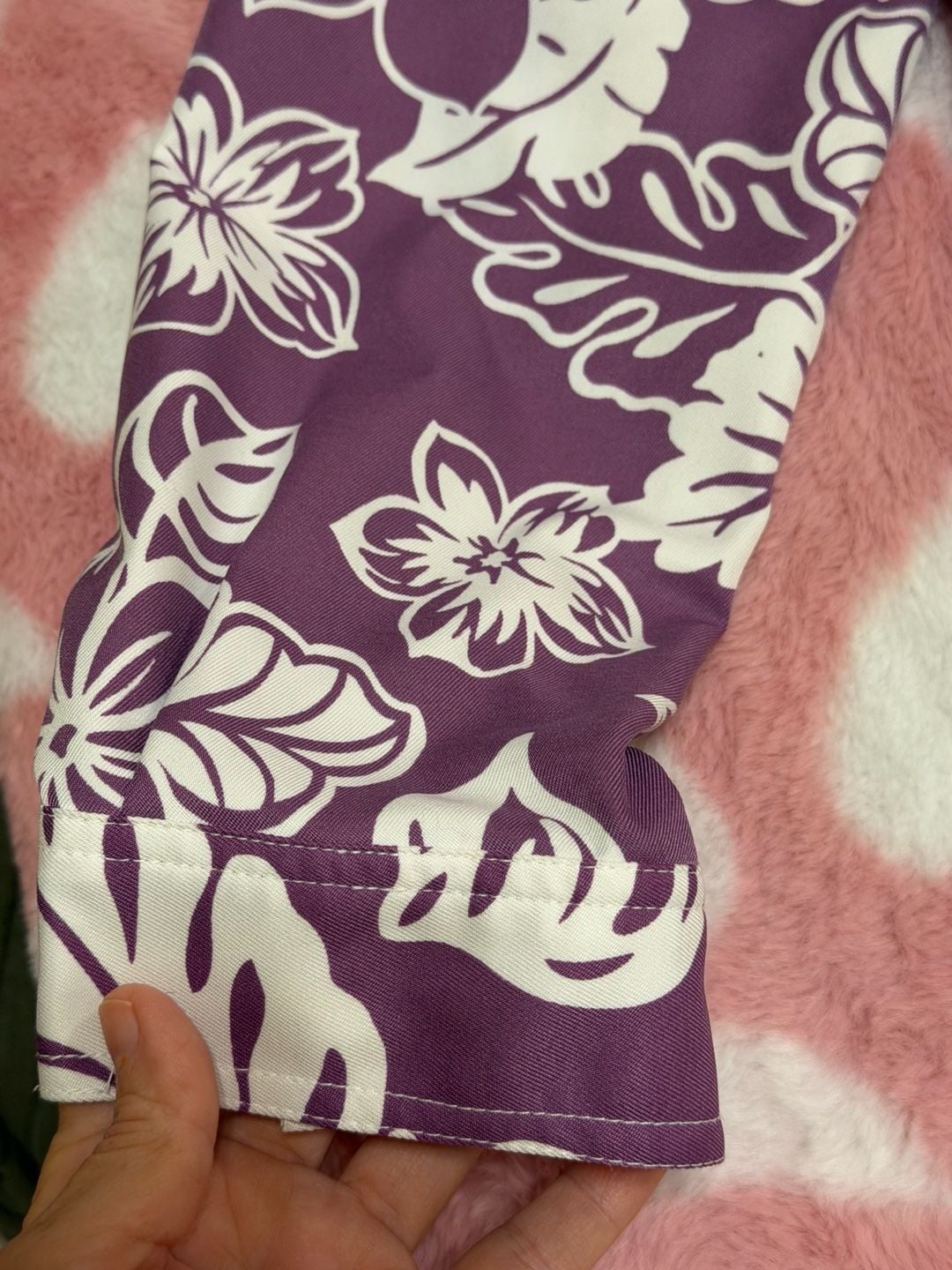 Alfred Dunner Floral Button Down Shirt Size 10 Purple White 5