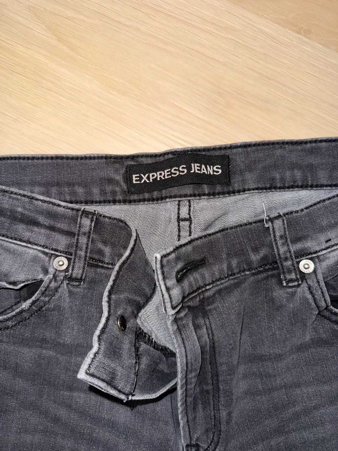 Express Ankle Legging High Rise Jeans Size 12R Black Distressed Raw Hem 3