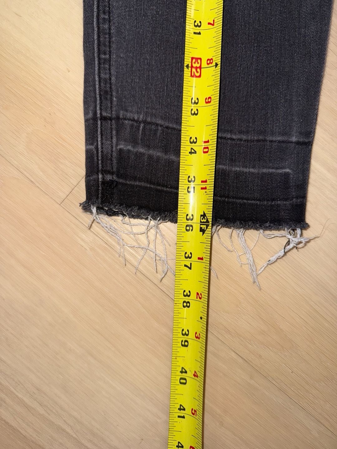 Express Ankle Legging High Rise Jeans Size 12R Black Distressed Raw Hem 5