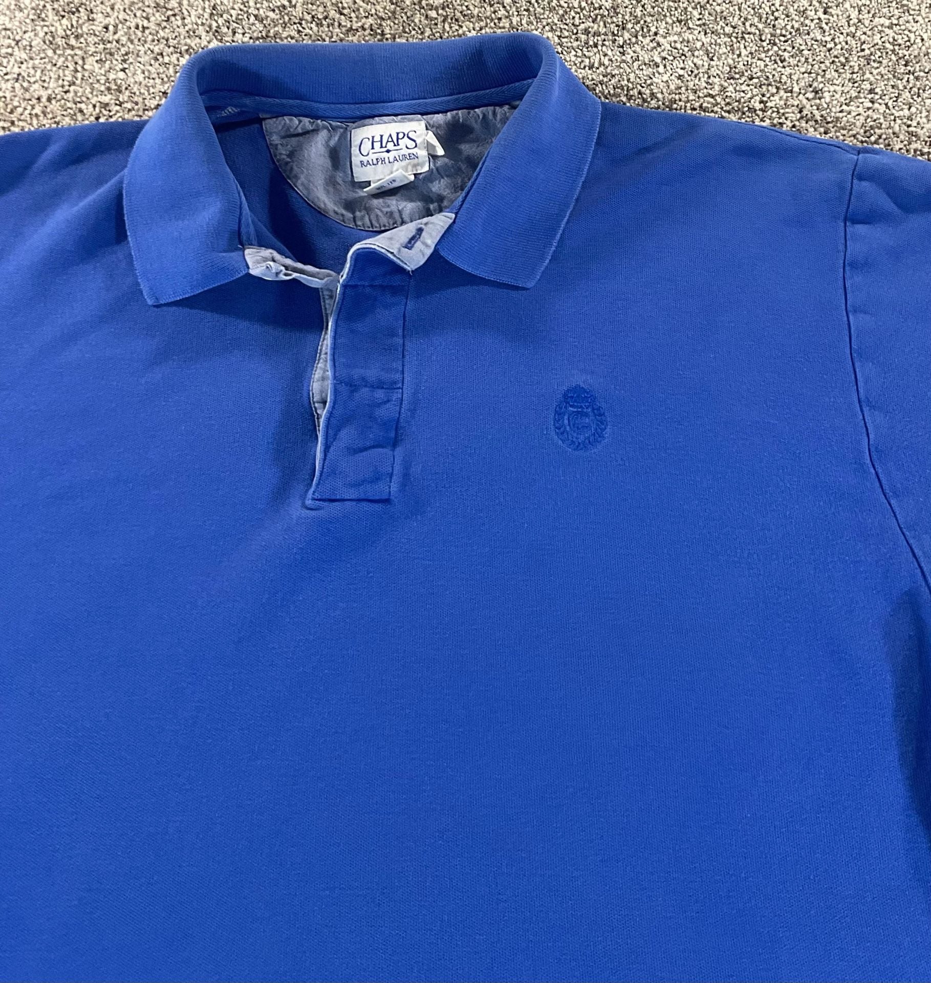 1990’s Vintage Chaps Ralph Lauren Blue Polo Shirt XL Great Condition 3