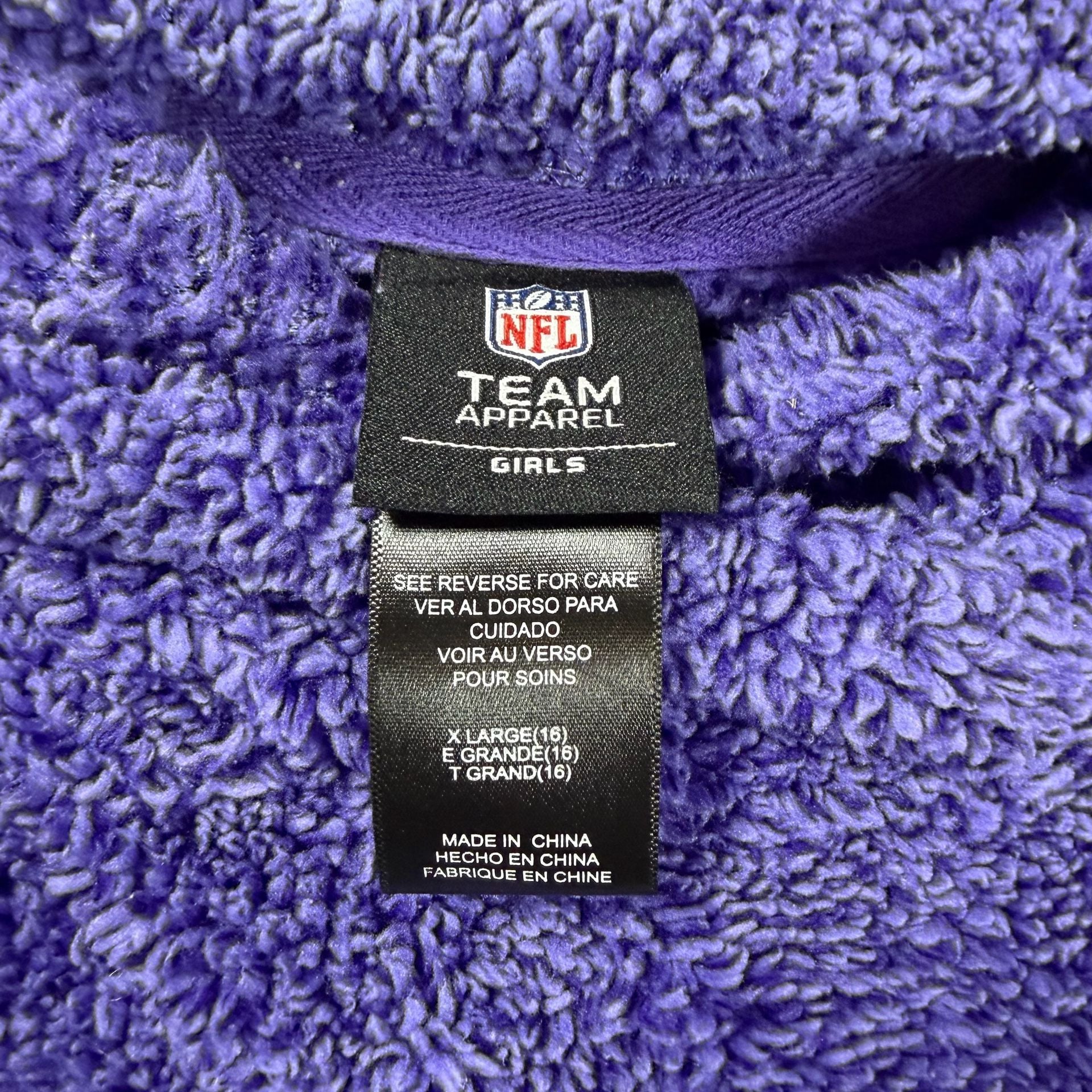NFL Team Apparel Minnesota Vikings Sherpa Hoodie Girls Size XL Purple 5