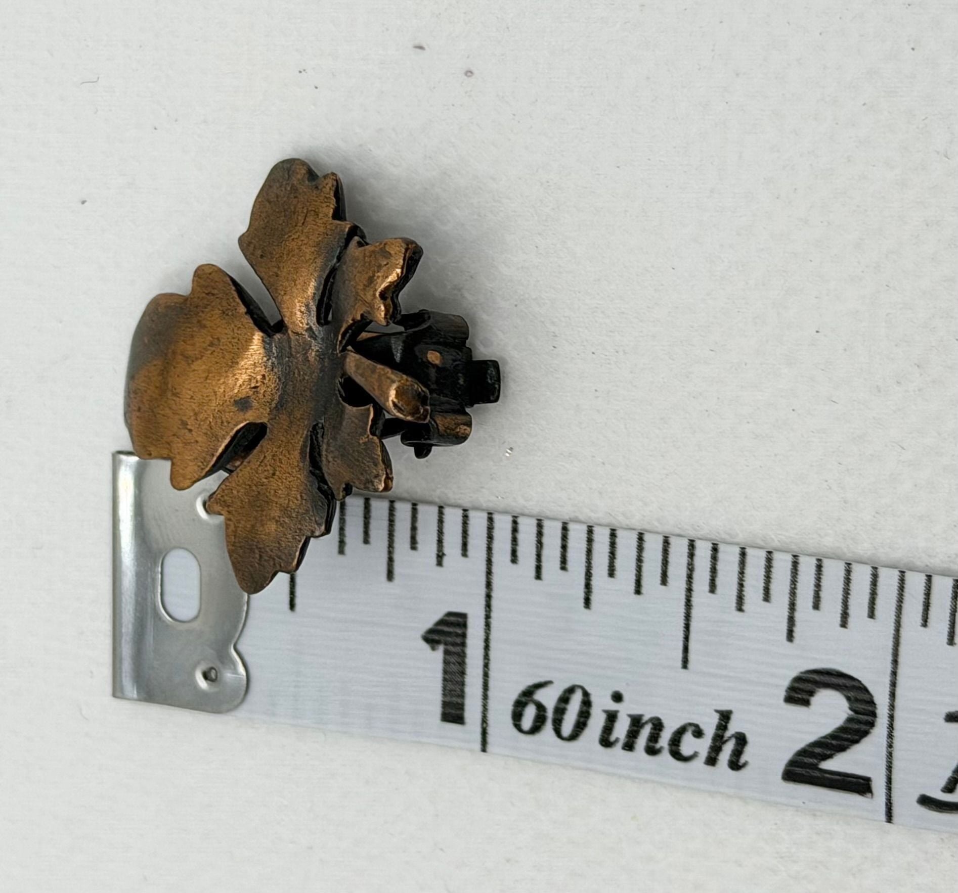 Vintage Copper Tone Leaf Clip On Earrings 3