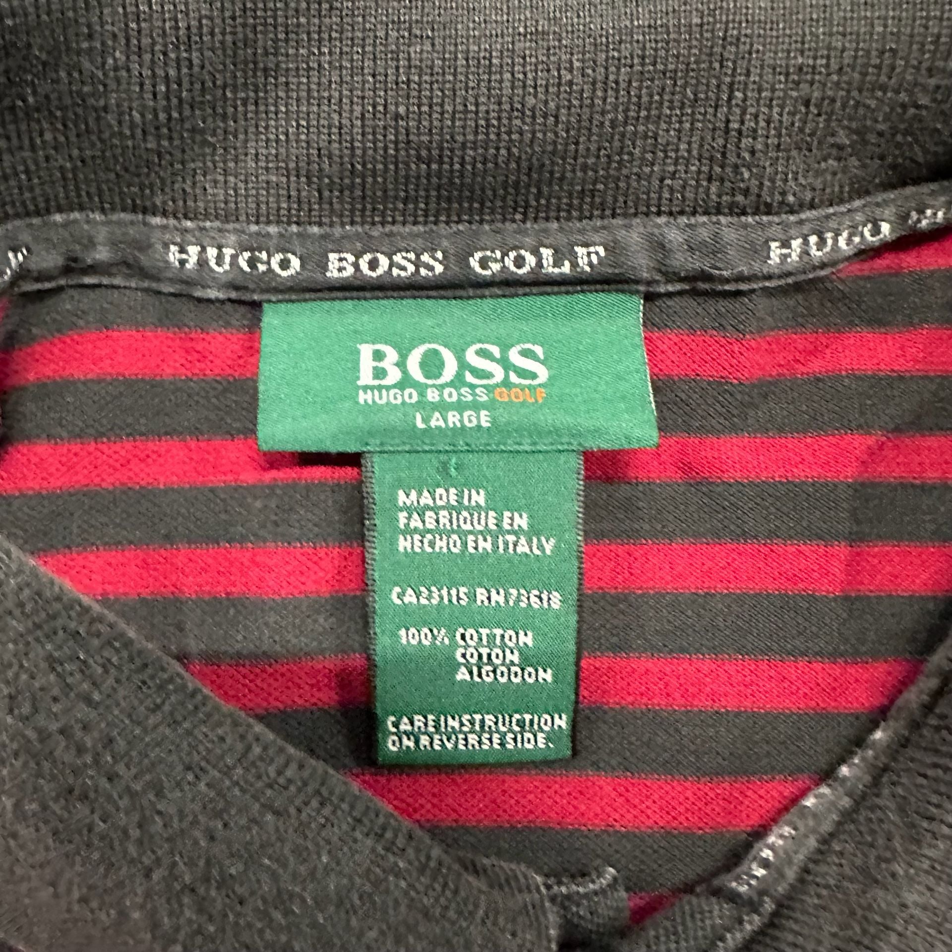 Hugo Boss Golf Polo Shirt Large Striped 100% Cotton Embroidered Logo Preppy 4