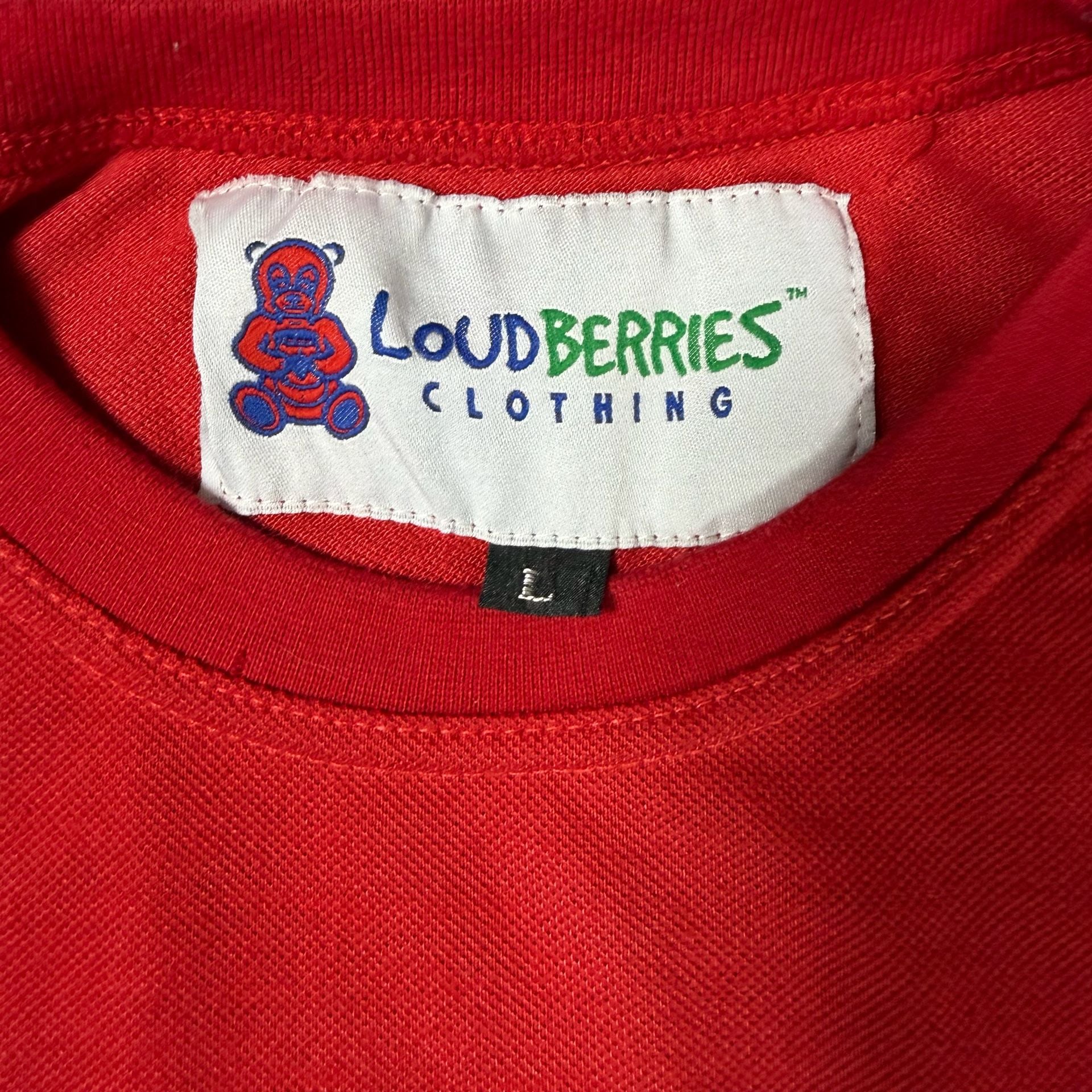 Y2K Loudberries Clothing T-Shirt Size L Red Embroidered Bear Graphic Tee 4