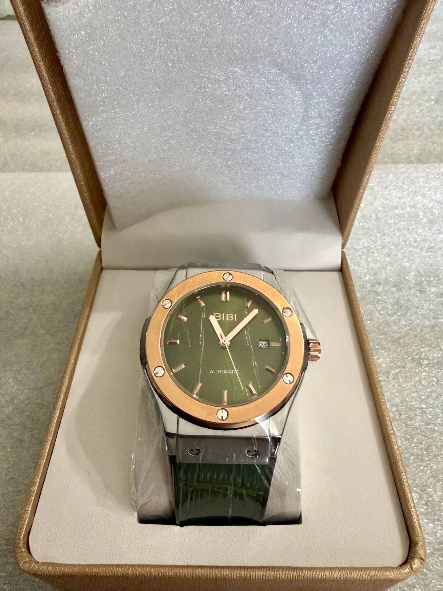 Bibi Automatic Limited Edition Green Dial Leather Strap Watch 3