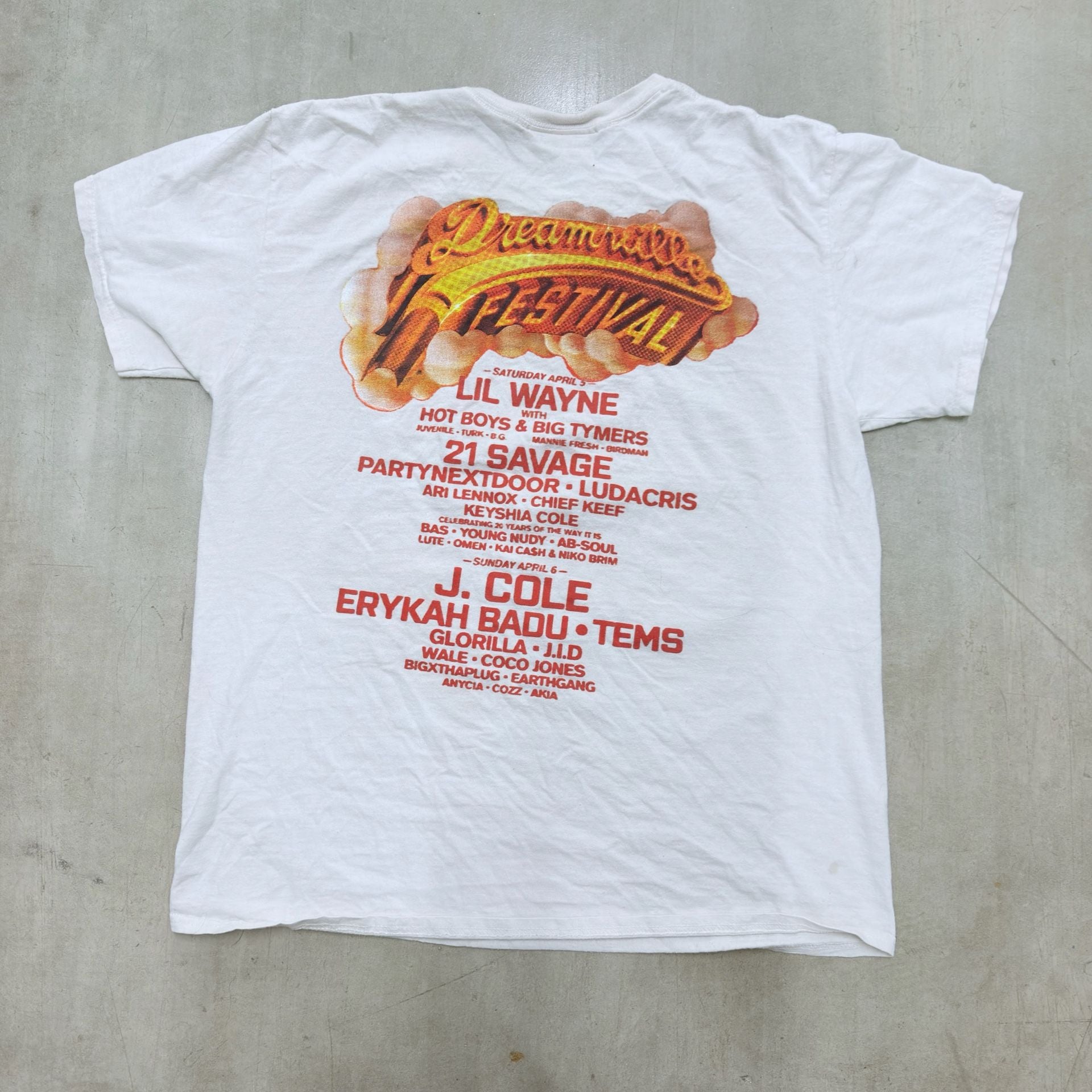 Headgear Classics Dreamville Festival T-Shirt Size L White J. Cole 3