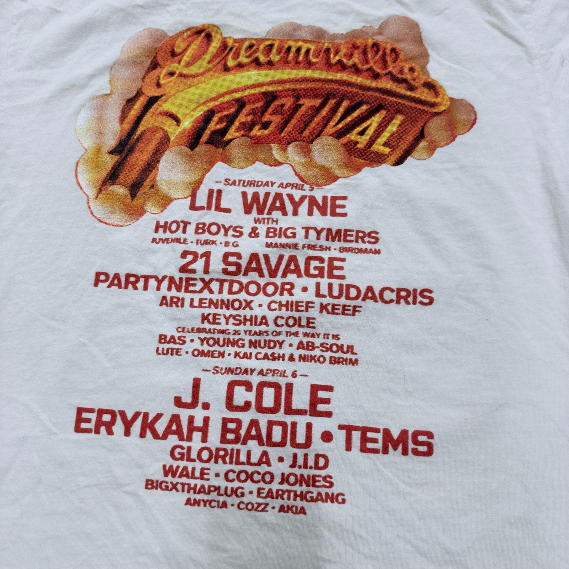 Headgear Classics Dreamville Festival T-Shirt Size L White J. Cole 7