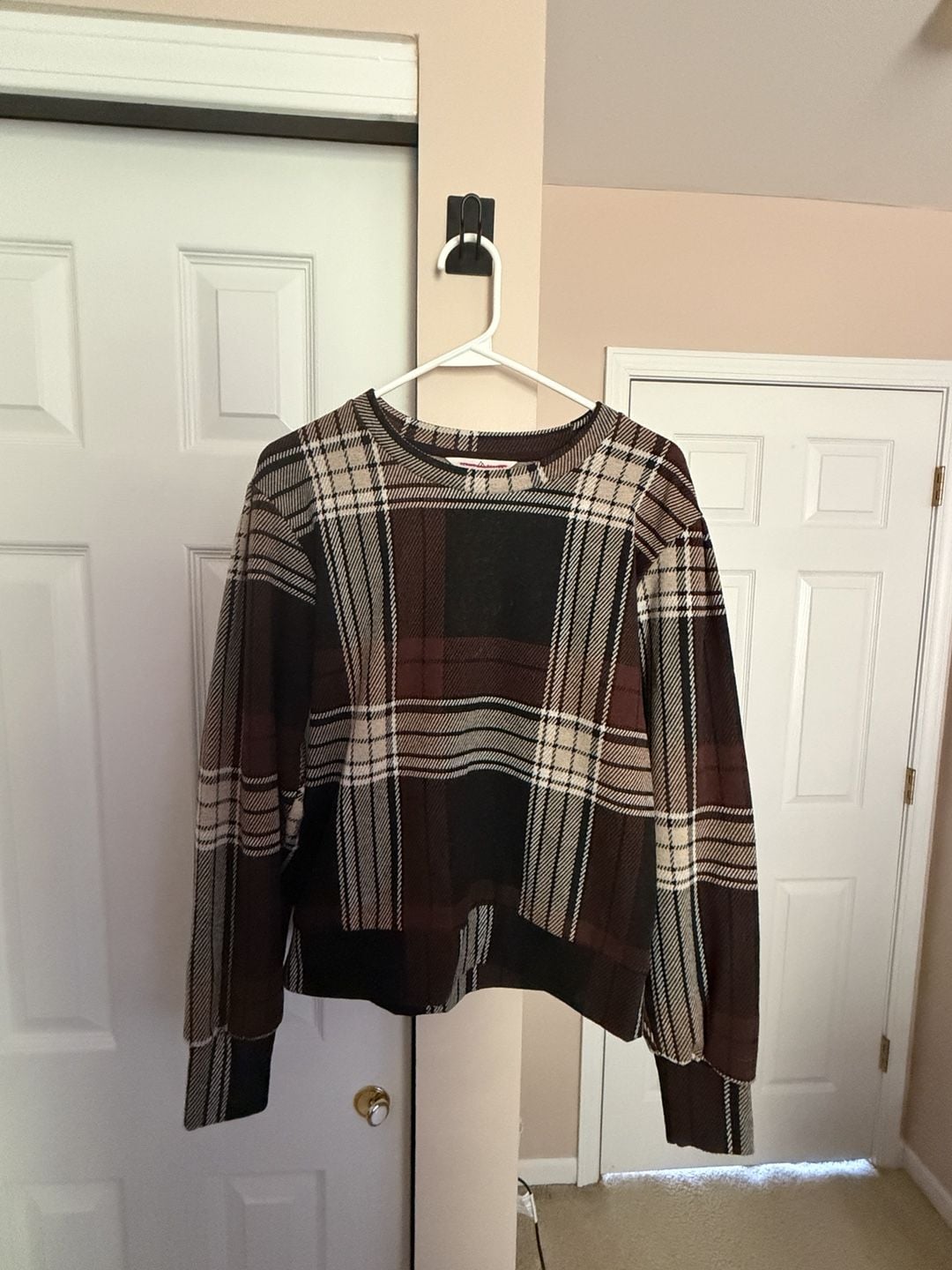 Alpine Design Plaid Sweater Size M Brown Black Long Sleeve Crewneck 2