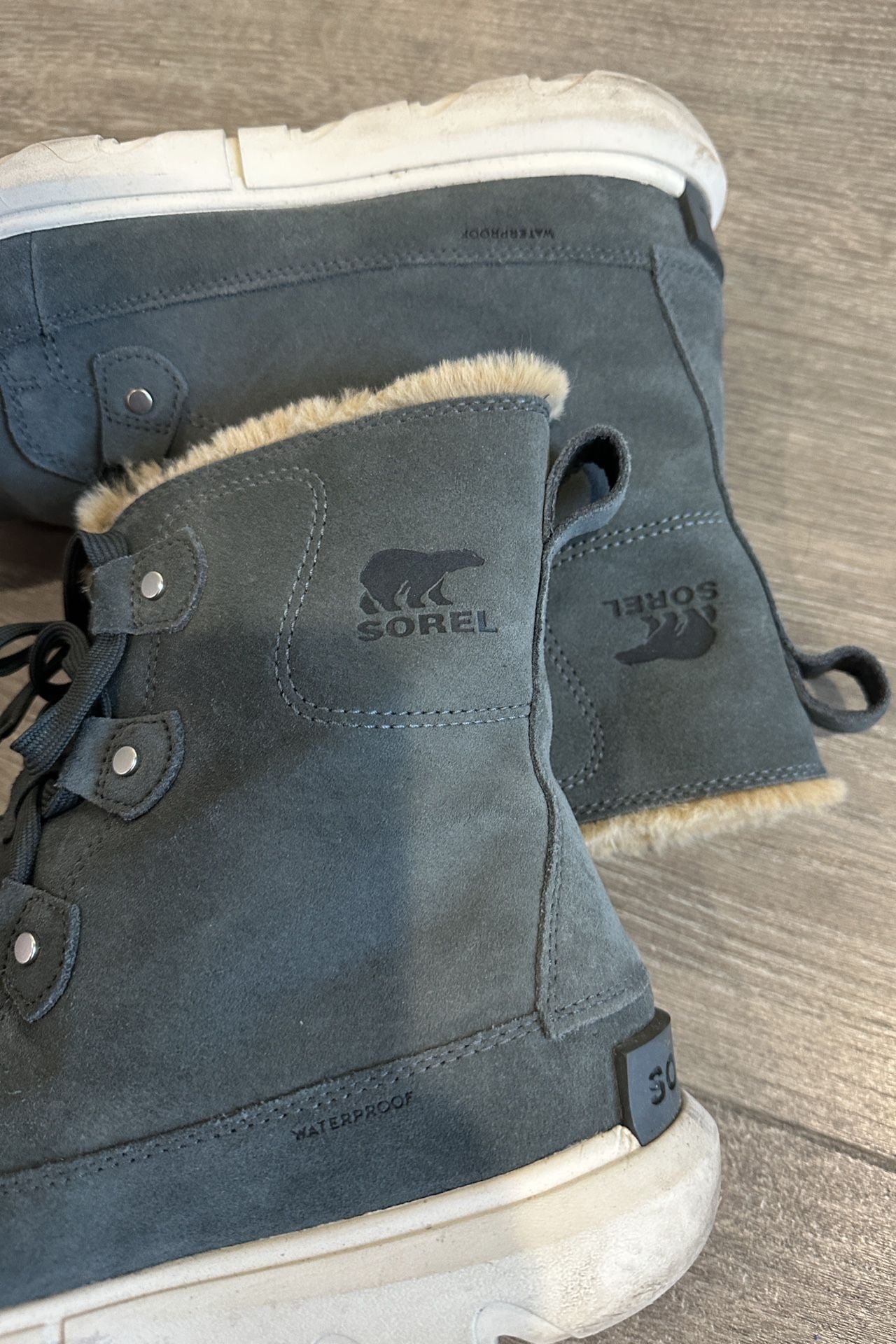 Sorel Kinetic Lace Waterproof Boots Grey Suede 6