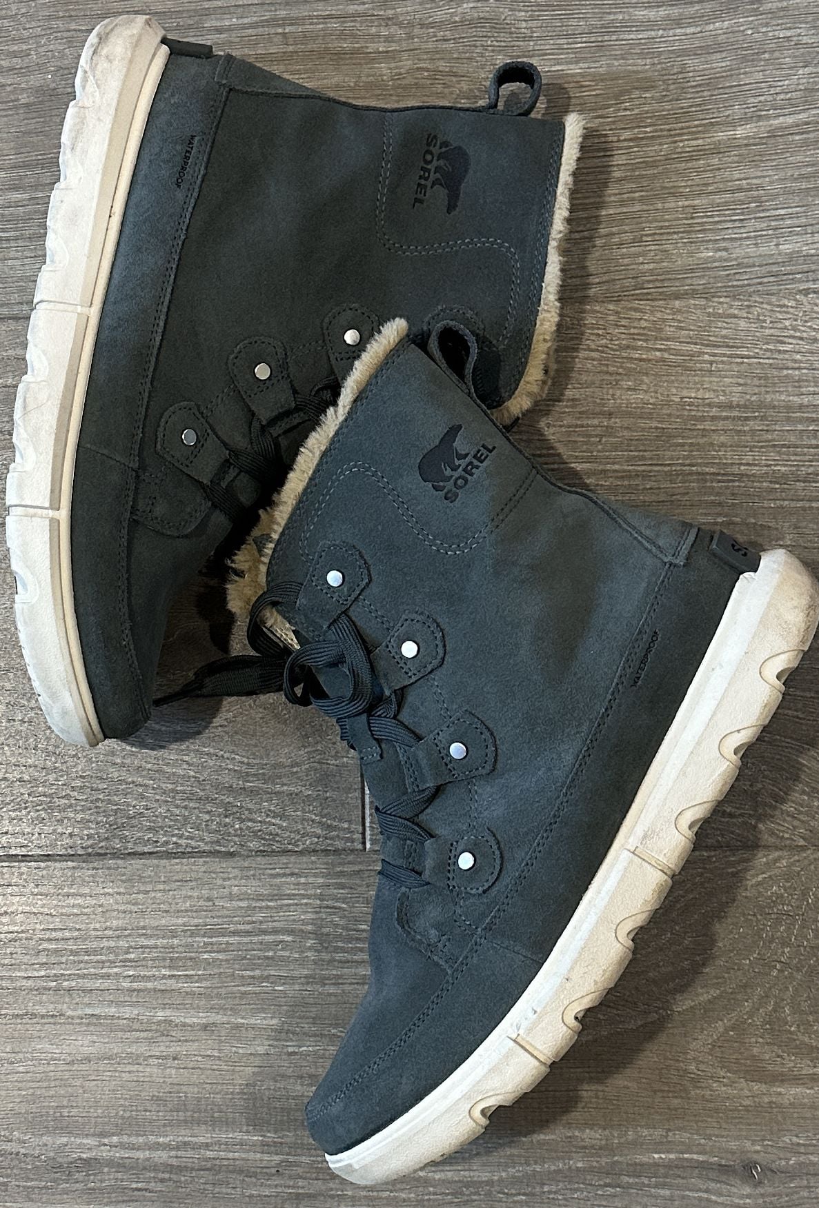 Sorel Kinetic Lace Waterproof Boots Grey Suede 5