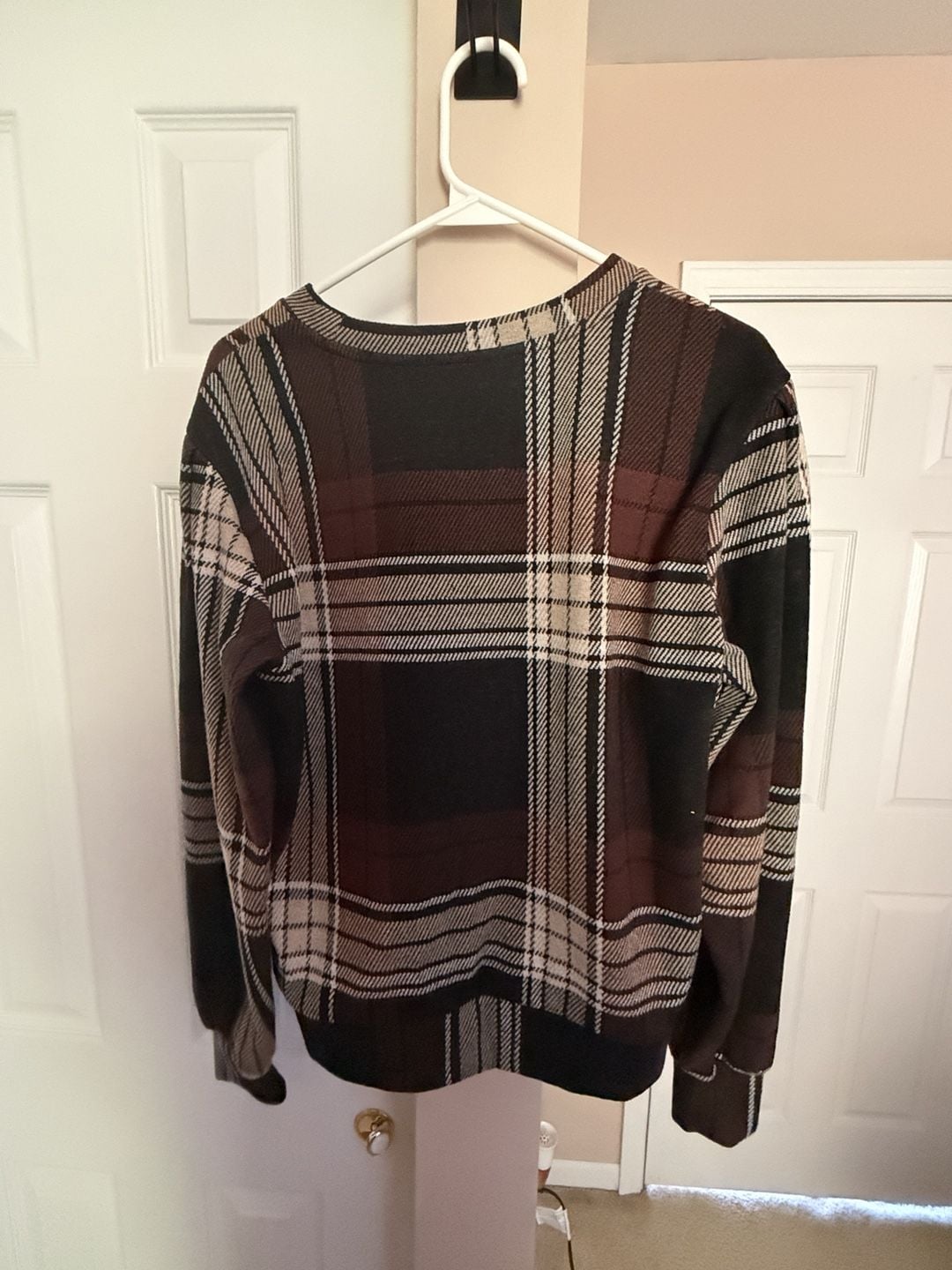 Alpine Design Plaid Sweater Size M Brown Black Long Sleeve Crewneck 6