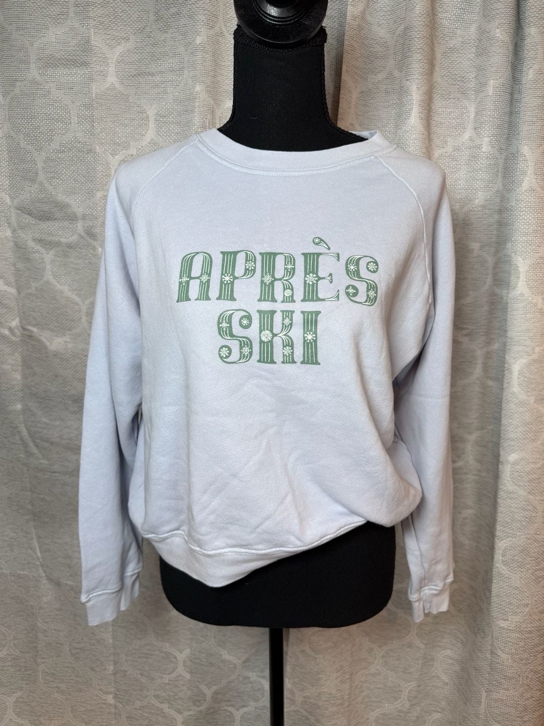 Daydreamer Après Ski Sweatshirt Size S Light Blue Graphic Pullover 2