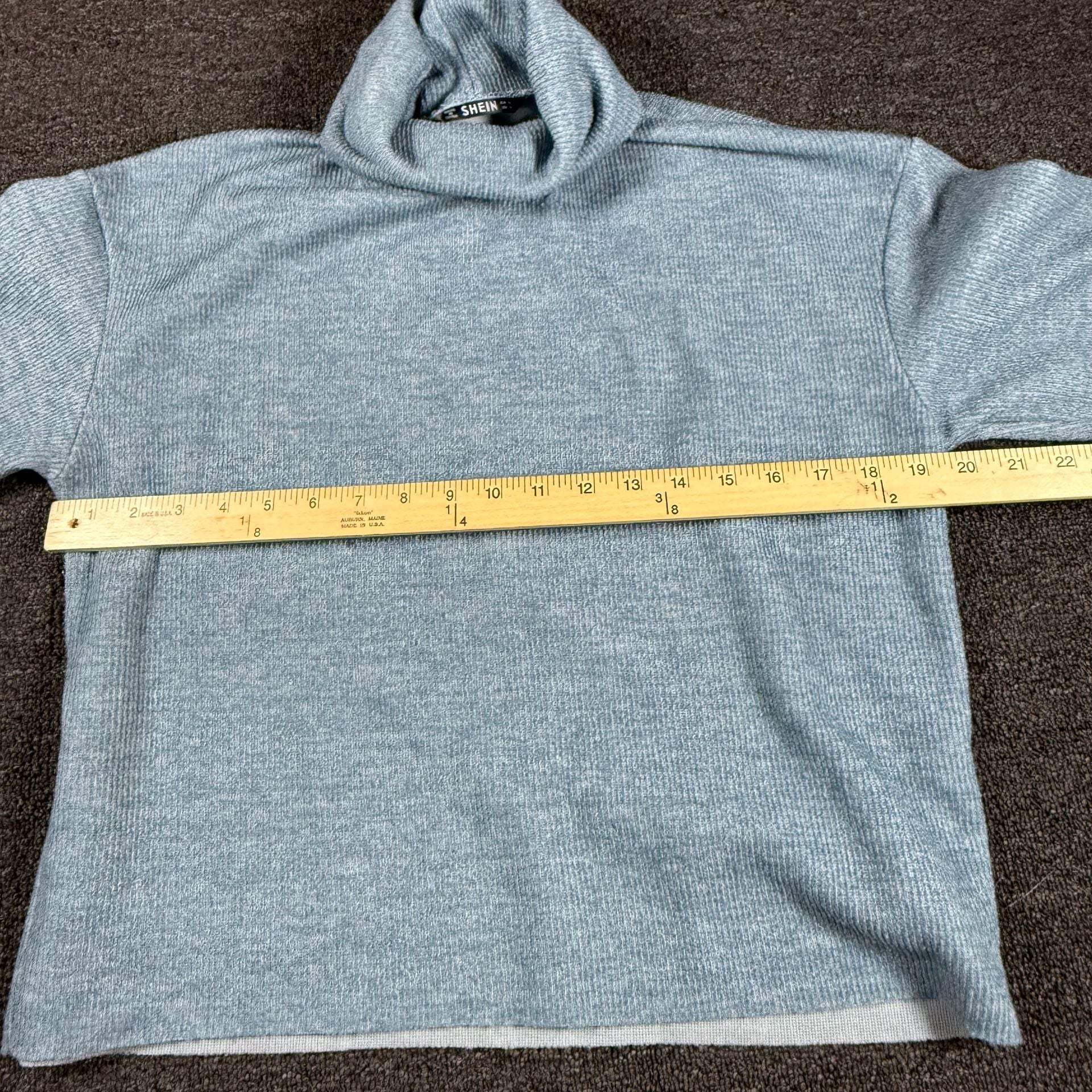 SHEIN Turtleneck Sweater Size M Blue Long Sleeve Ribbed Knit Pullover 6