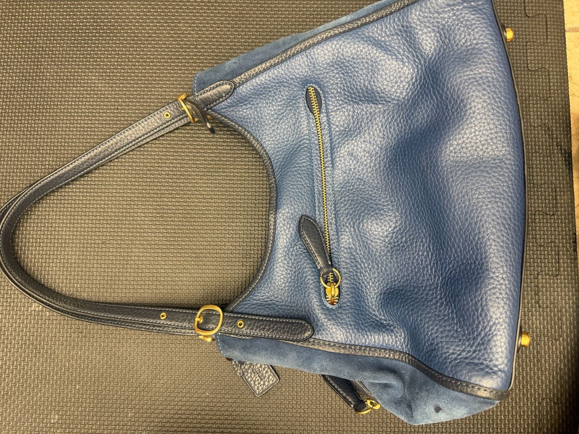 Coach Leather Hobo Shoulder Bag Blue 2