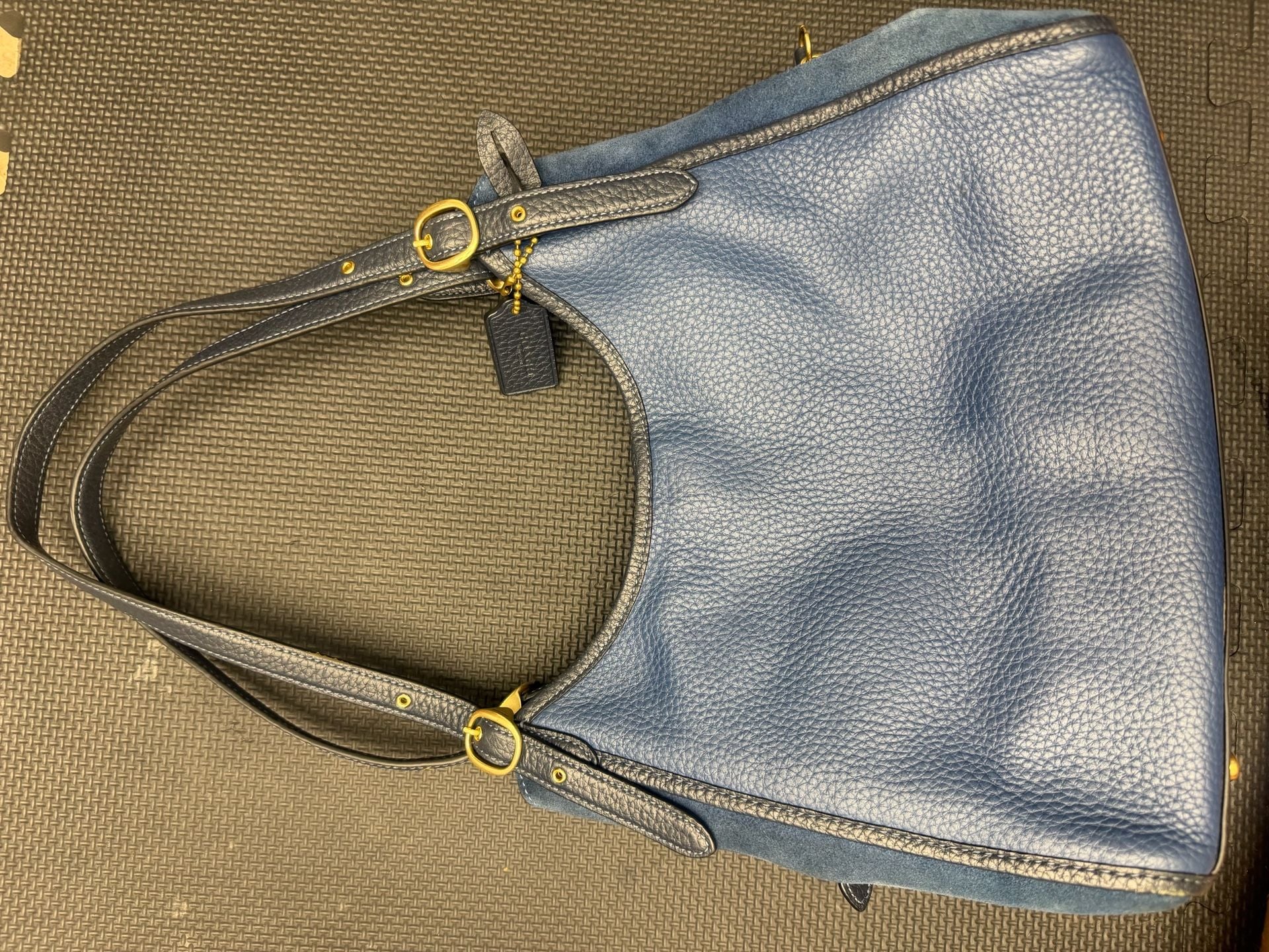 Coach Leather Hobo Shoulder Bag Blue 3