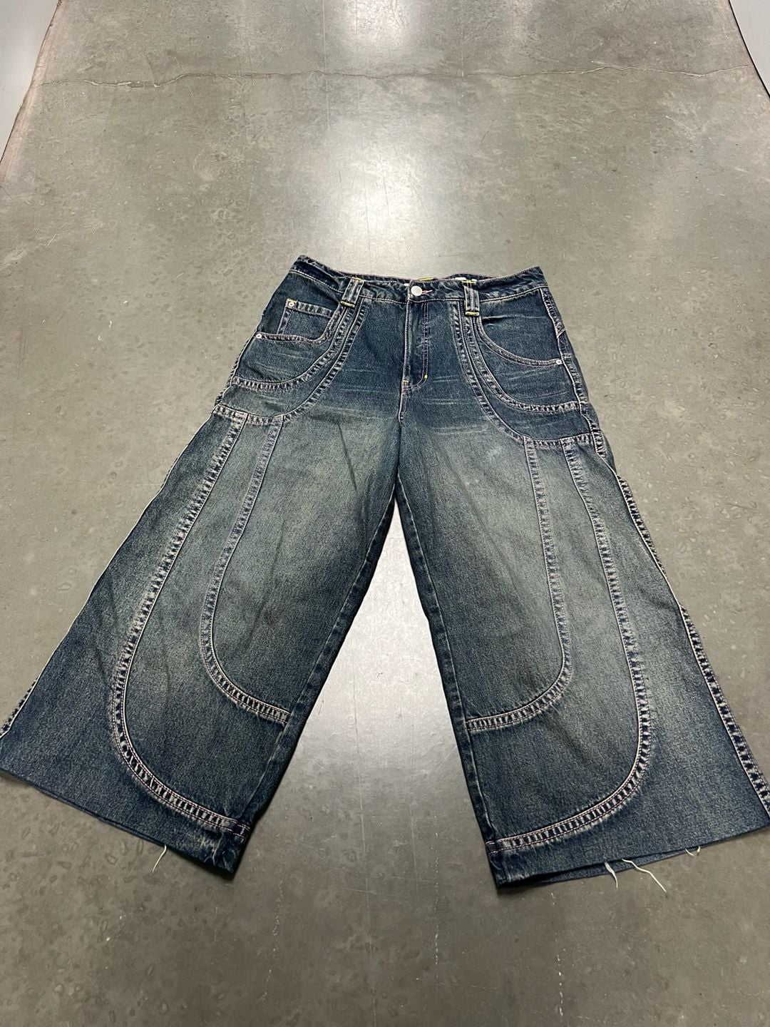 A.LAB Analog Curved Blue Wash Rave Jeans Size 12 Baggy 2