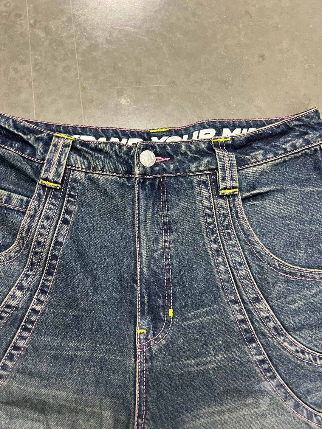 A.LAB Analog Curved Blue Wash Rave Jeans Size 12 Baggy 3