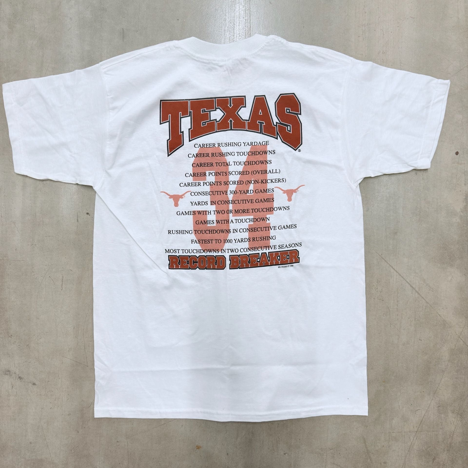 Gildan Texas Longhorns 34 Record Breaker T-Shirt Size L White Cotton 2