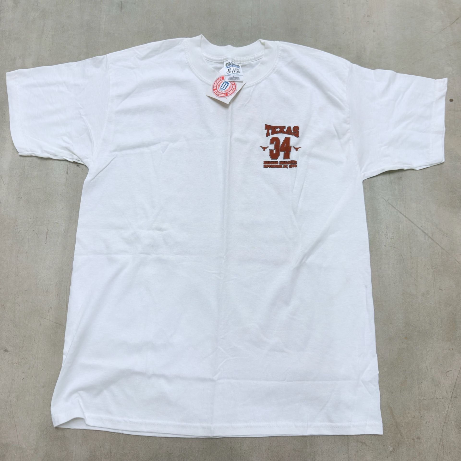 Gildan Texas Longhorns 34 Record Breaker T-Shirt Size L White Cotton 5