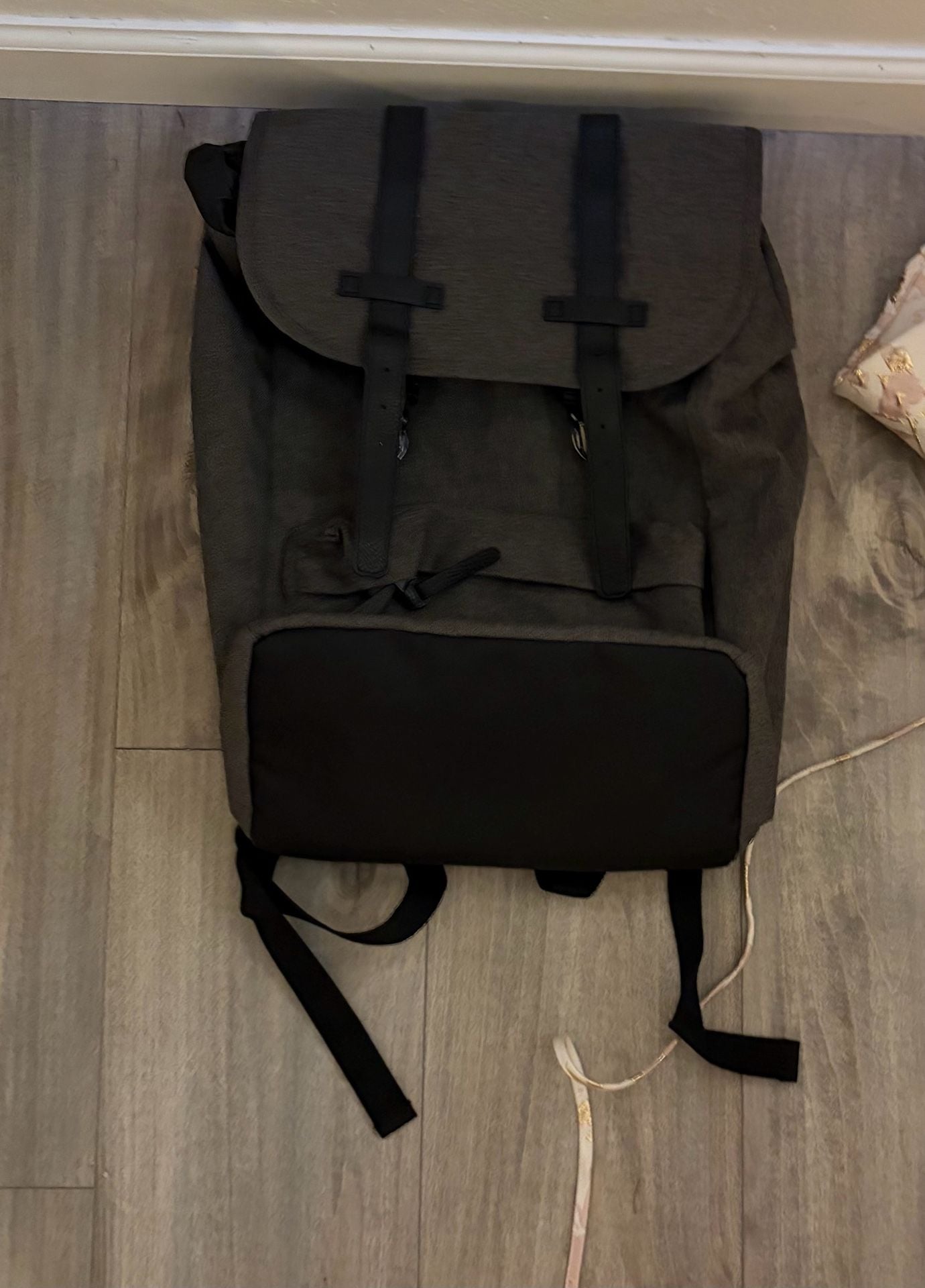 Triple Play Gray Flap Top Canvas Backpack 2