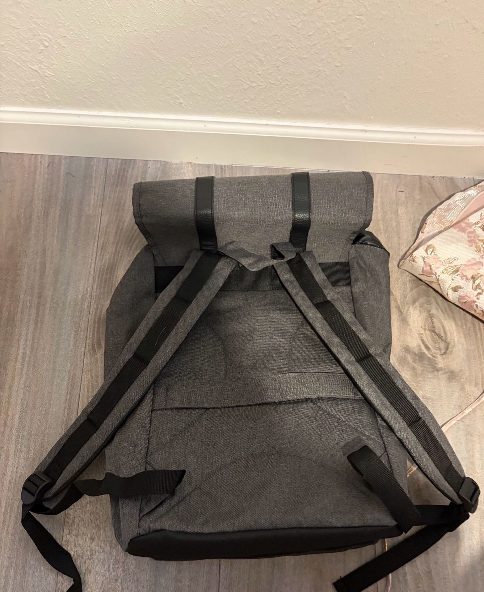 Triple Play Gray Flap Top Canvas Backpack 7