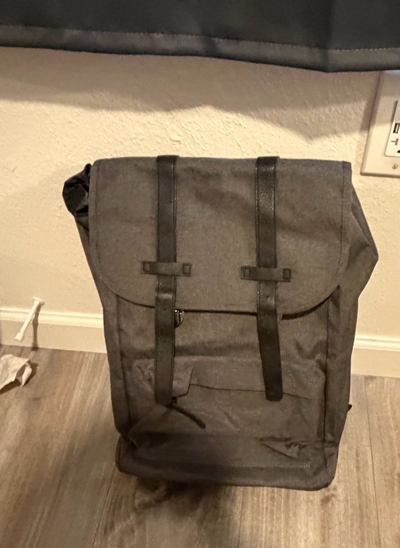 Triple Play Gray Flap Top Canvas Backpack 8