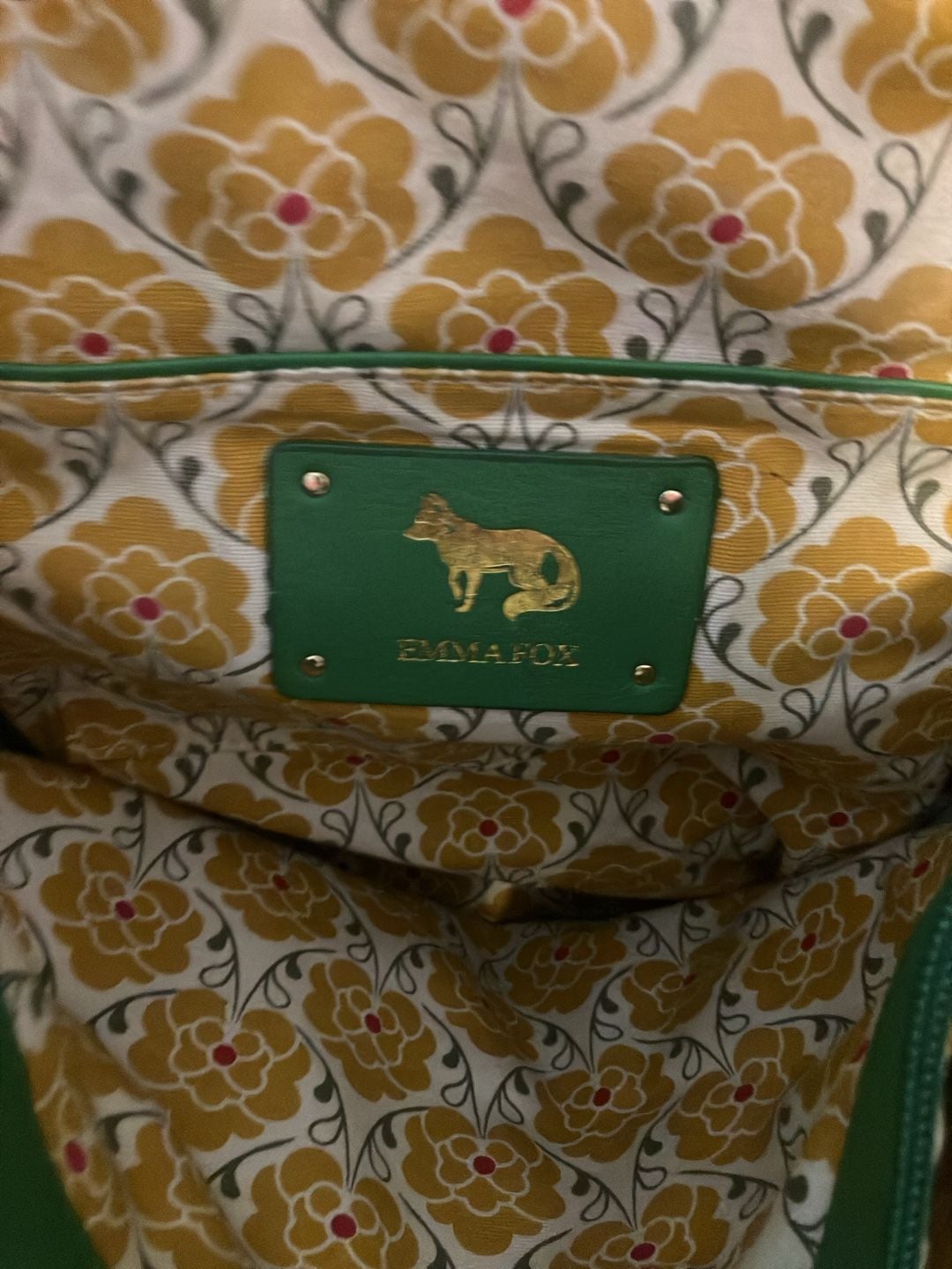 Emma Fox Green Leather and Straw Tote Bag 3