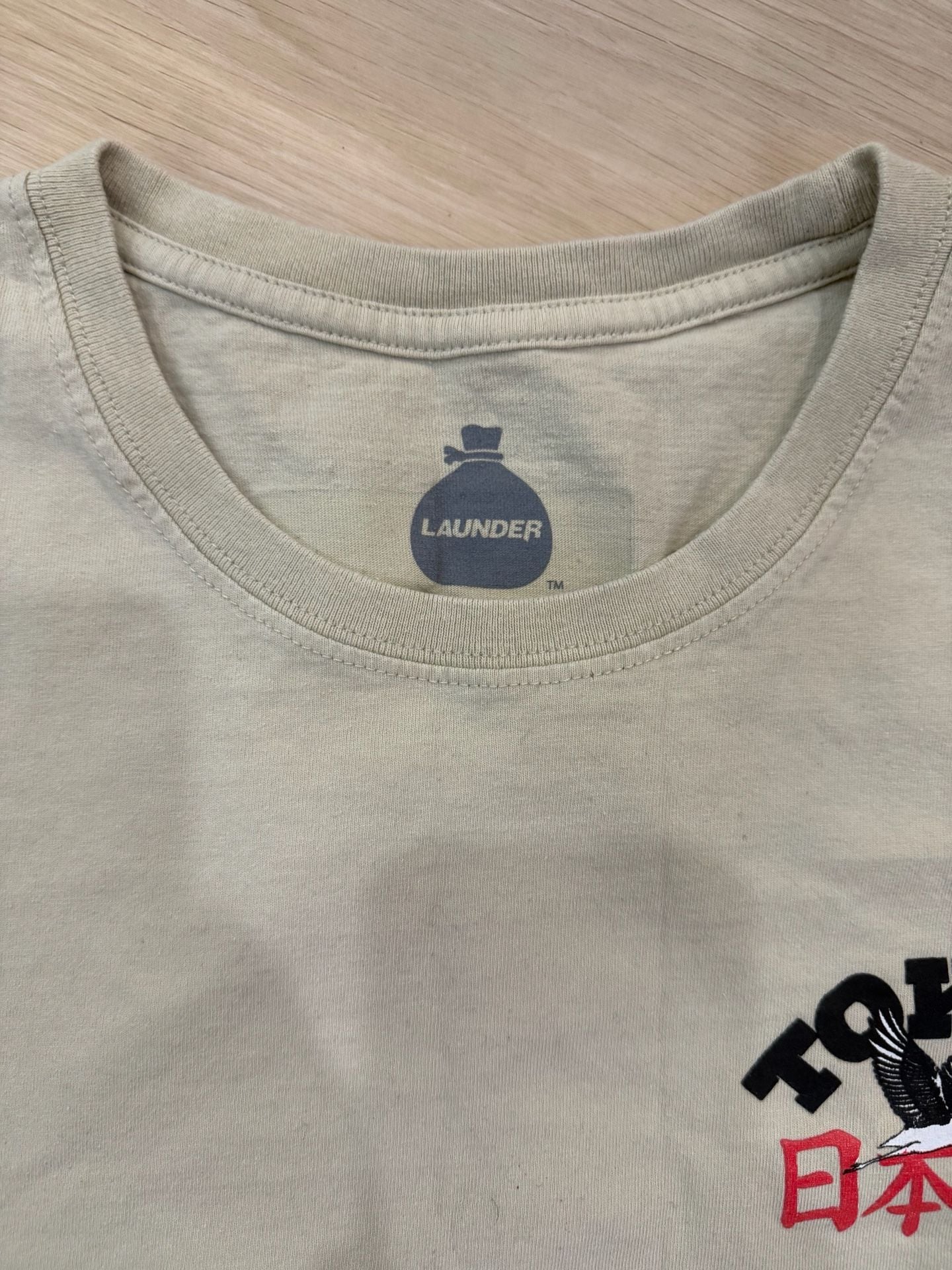Launder Tokyo Japanese Graphic T-Shirt Size 2XL Beige Cotton 4