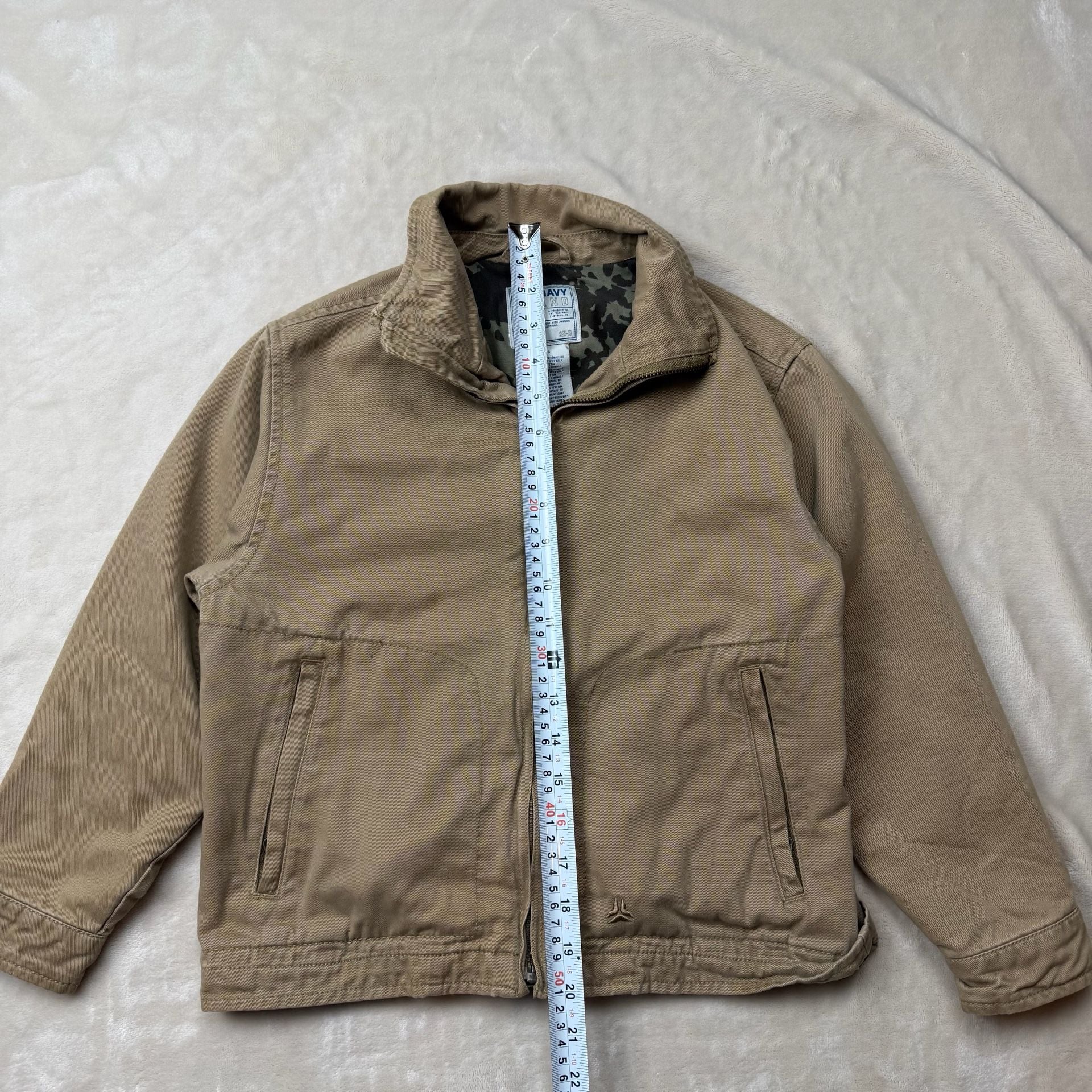 Old Navy 1990’s canvas work Jacket kids Size S Tan Cotton Camo Lined 5