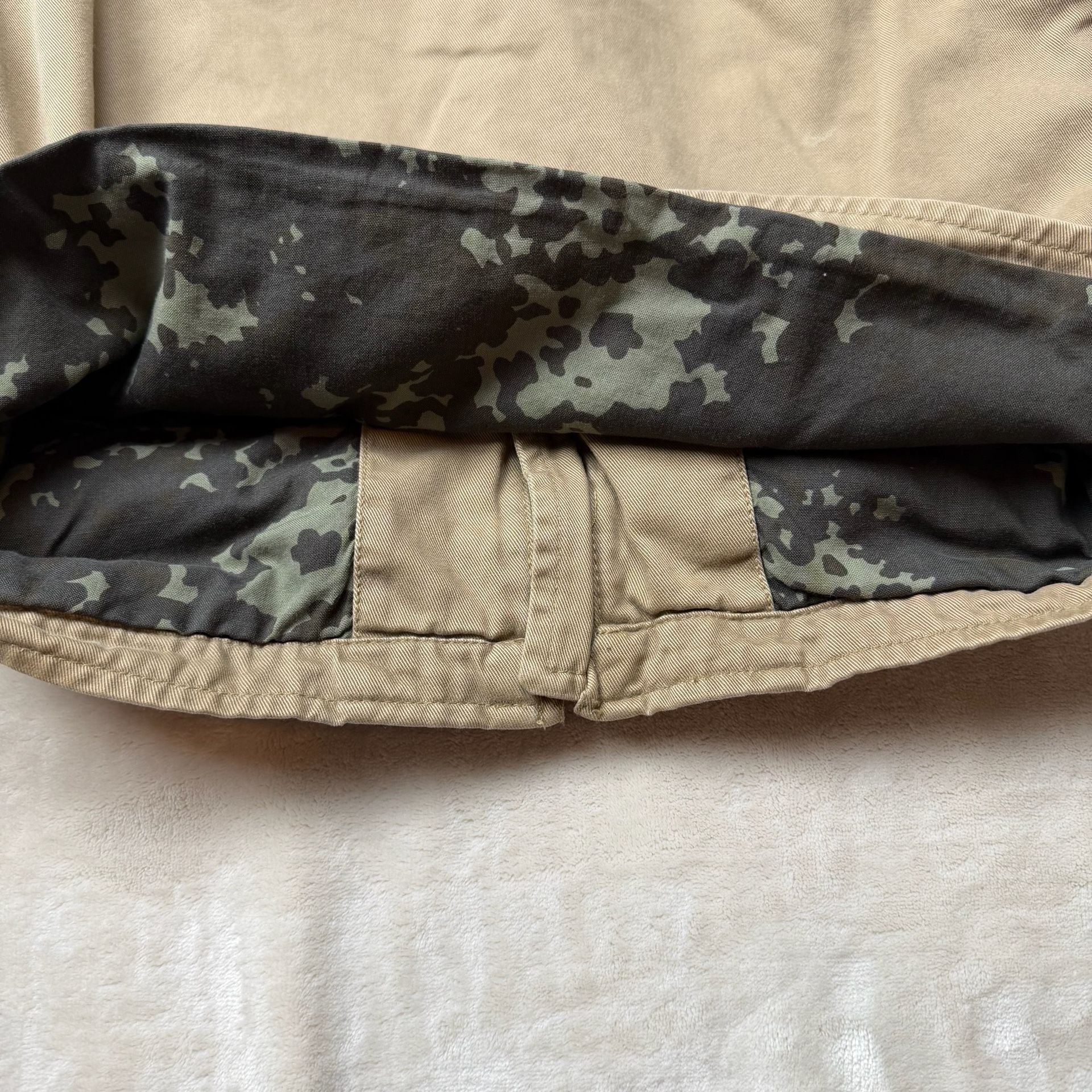 Old Navy 1990’s canvas work Jacket kids Size S Tan Cotton Camo Lined 6