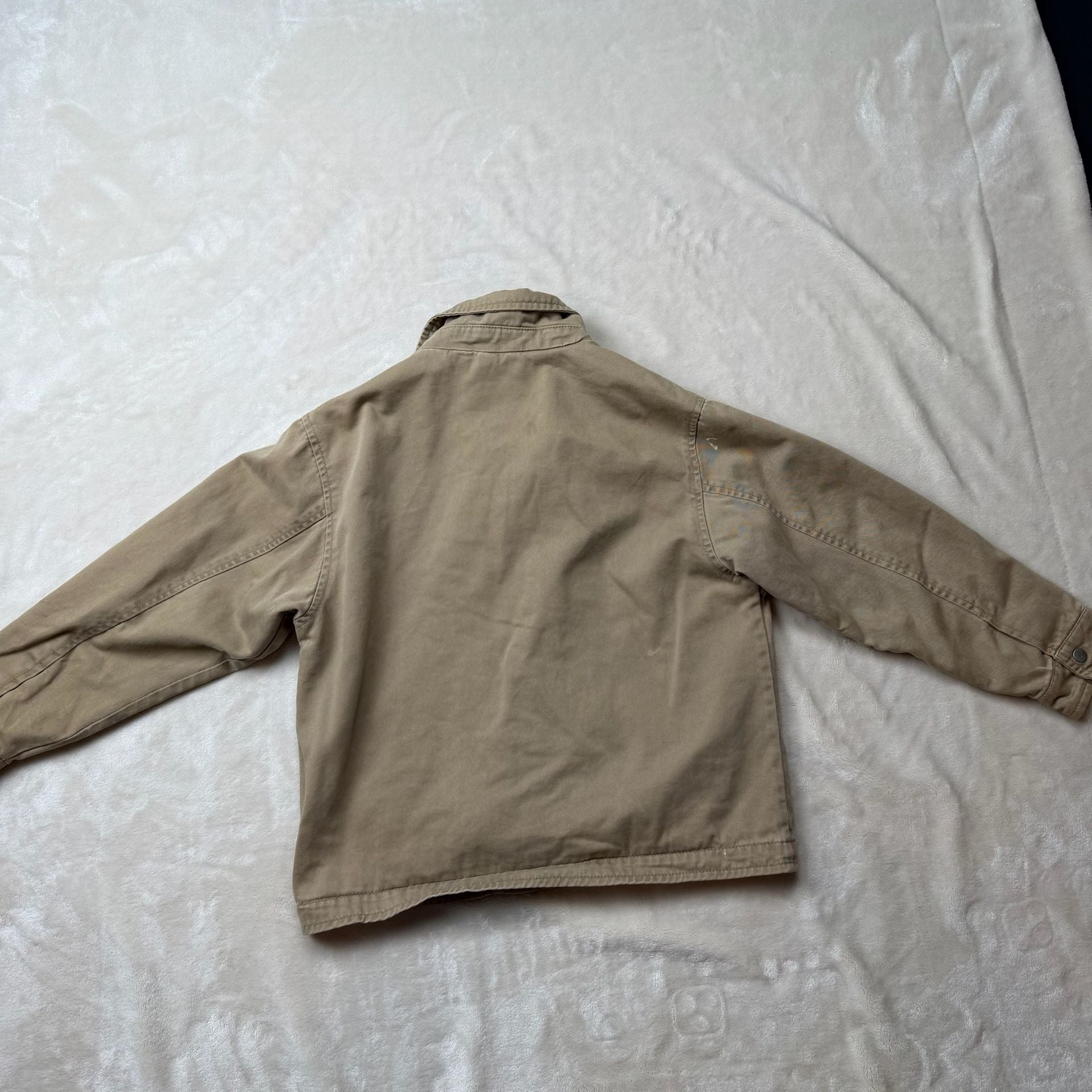 Old Navy 1990’s canvas work Jacket kids Size S Tan Cotton Camo Lined 7