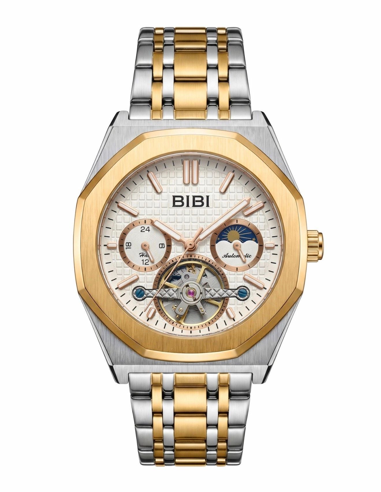 Bibi Automatic Mechanical Moonphase Watch Two-Tone Steel 2