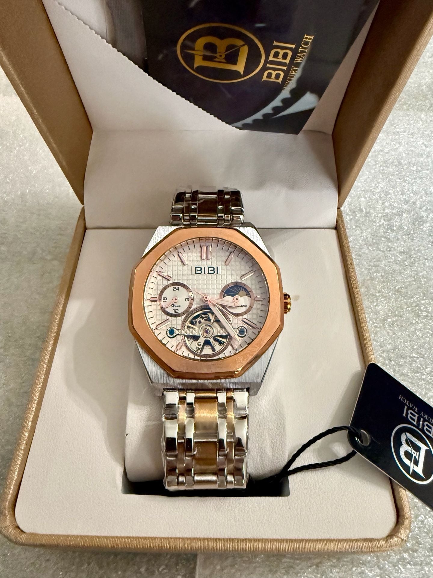 Bibi Automatic Mechanical Moonphase Watch Two-Tone Steel 3