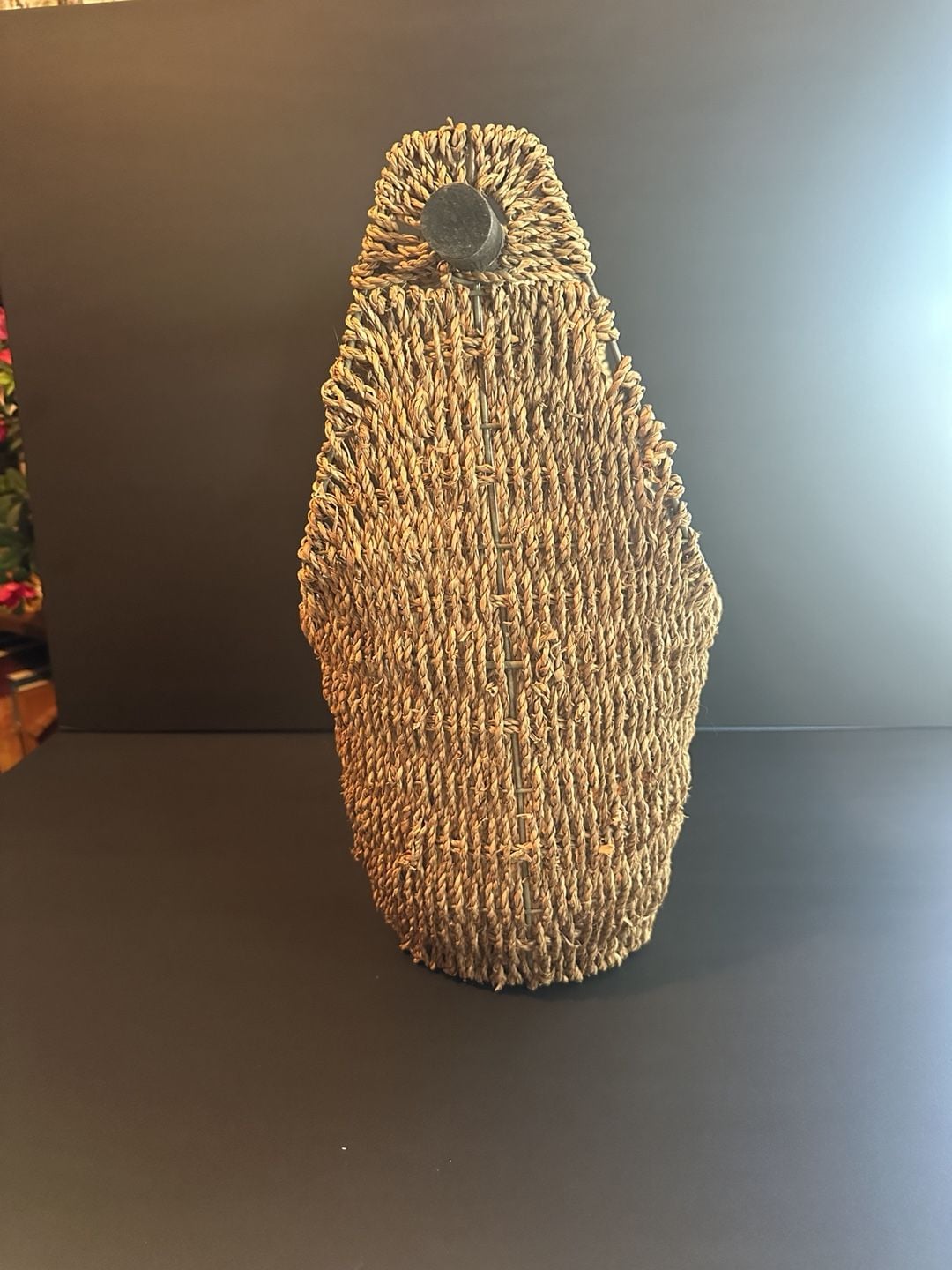 Unbranded Woven Seagrass Basket with Wooden Handle Brown 2