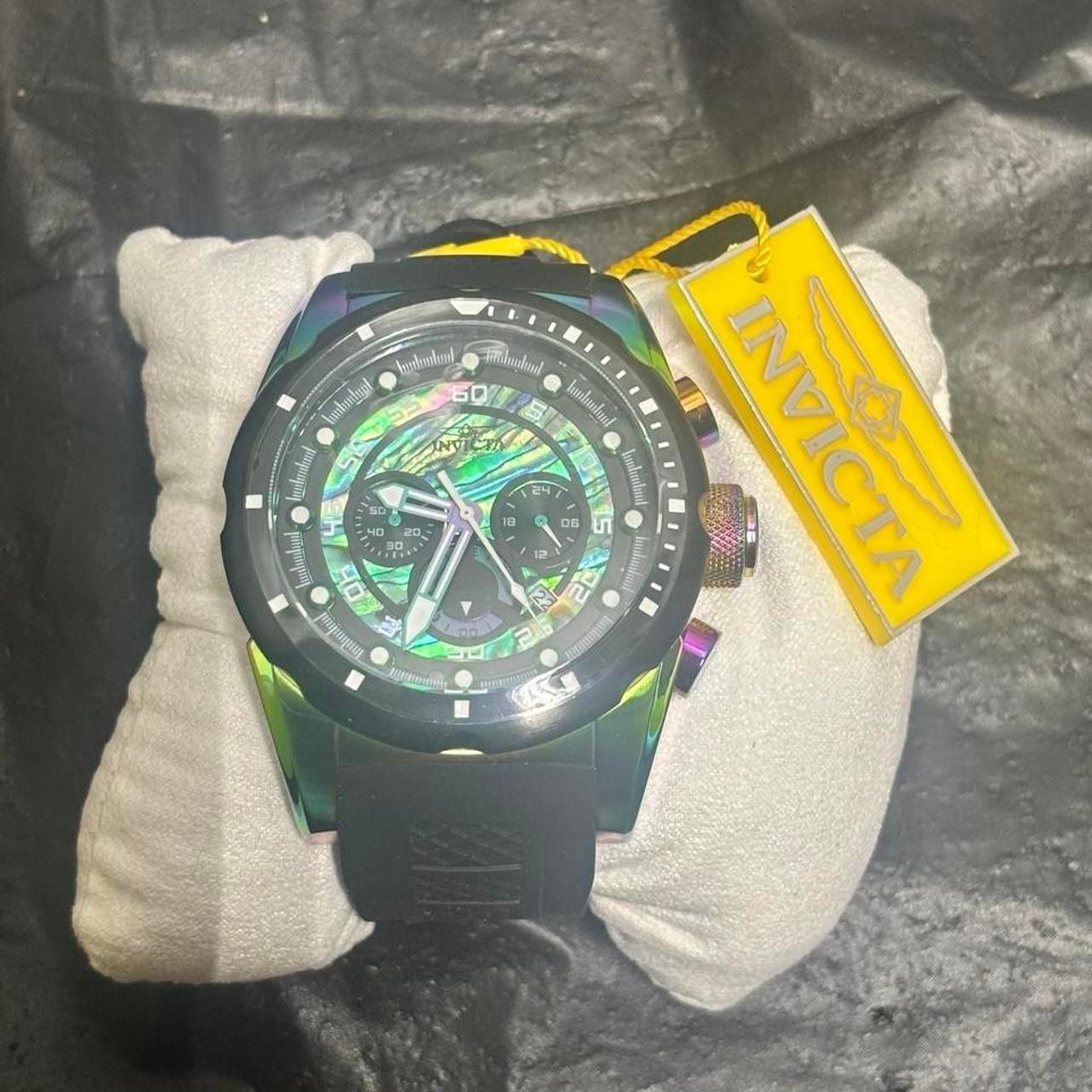 Invicta Bolt Chronograph Watch Rainbow Iridescent Abalone Dial 3
