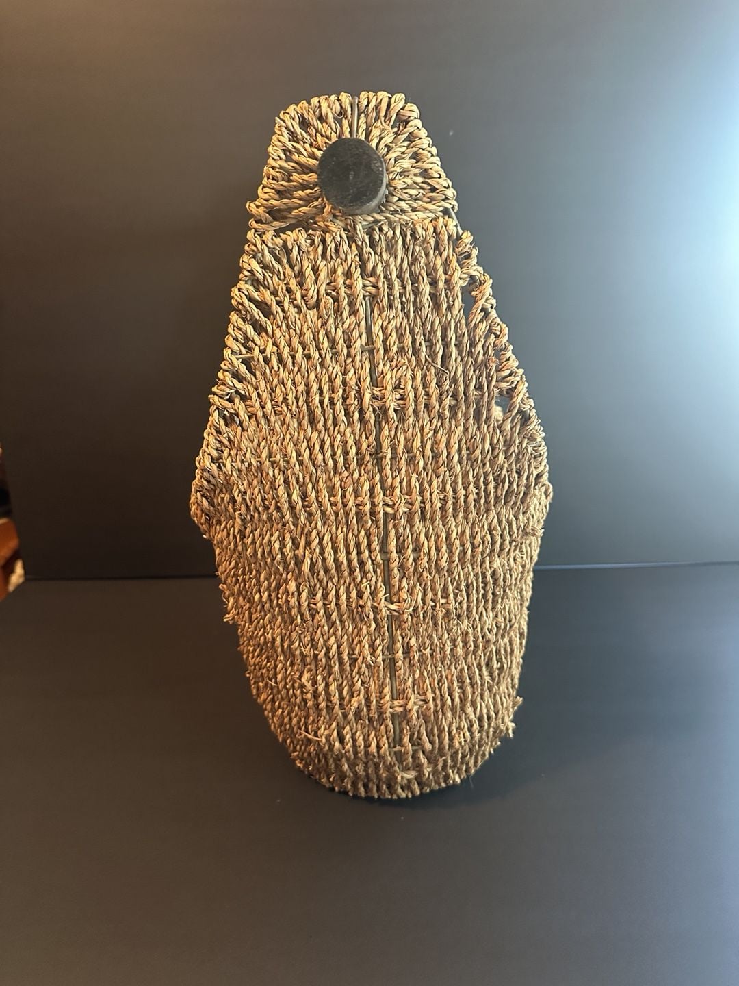 Unbranded Woven Seagrass Basket with Wooden Handle Brown 4