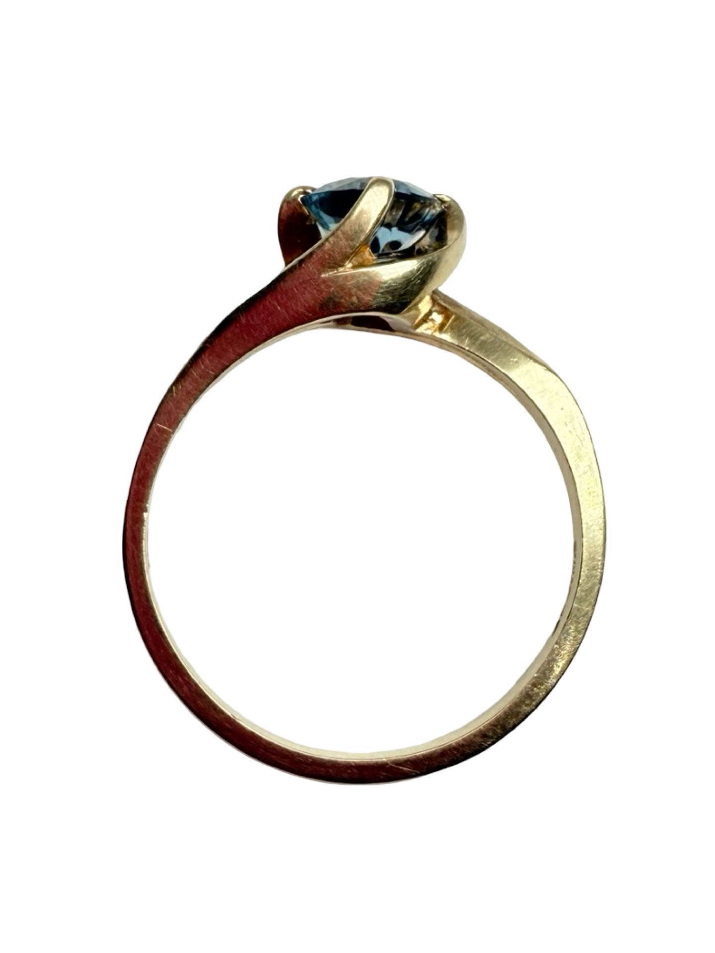 Spring 10K Yellow Gold Blue Topaz Solitaire Ring 3