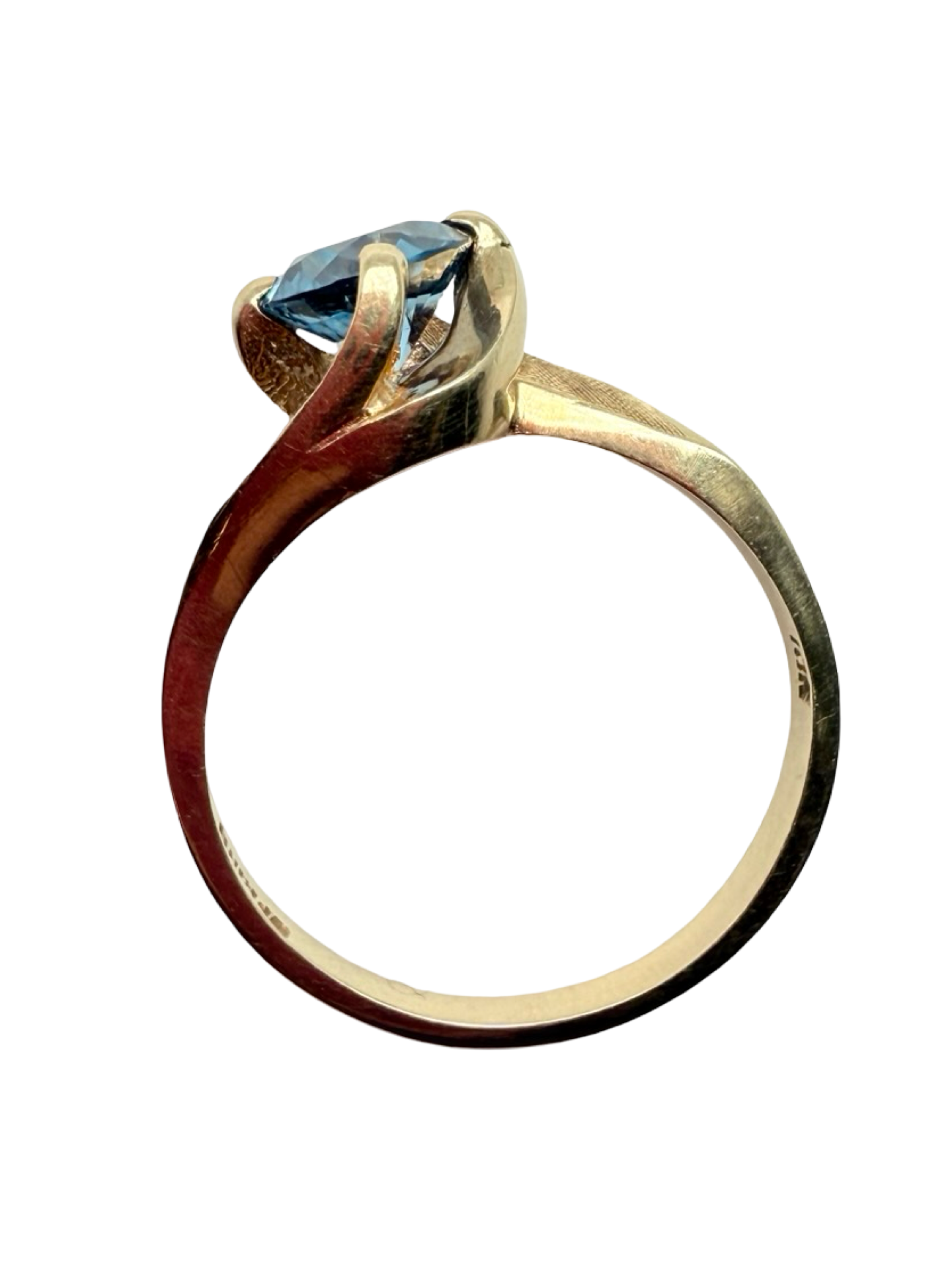 Spring 10K Yellow Gold Blue Topaz Solitaire Ring 4