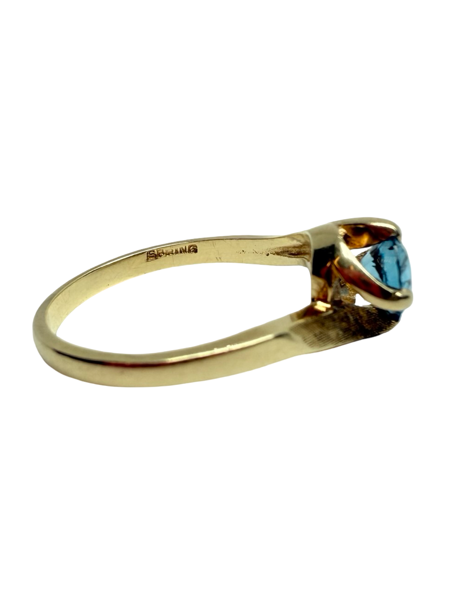Spring 10K Yellow Gold Blue Topaz Solitaire Ring 8
