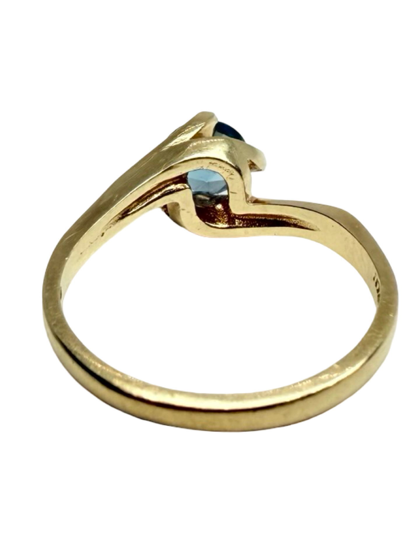 Spring 10K Yellow Gold Blue Topaz Solitaire Ring 9
