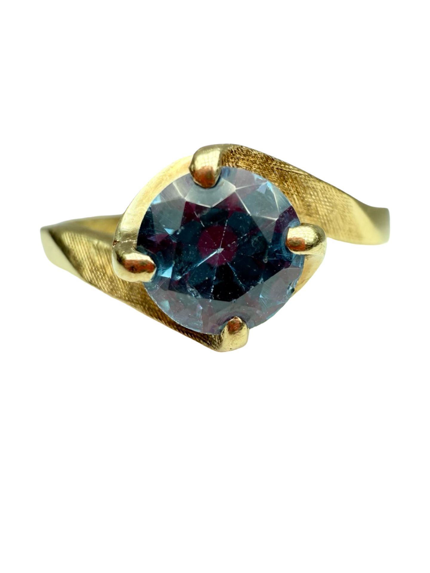 Spring 10K Yellow Gold Blue Topaz Solitaire Ring 14
