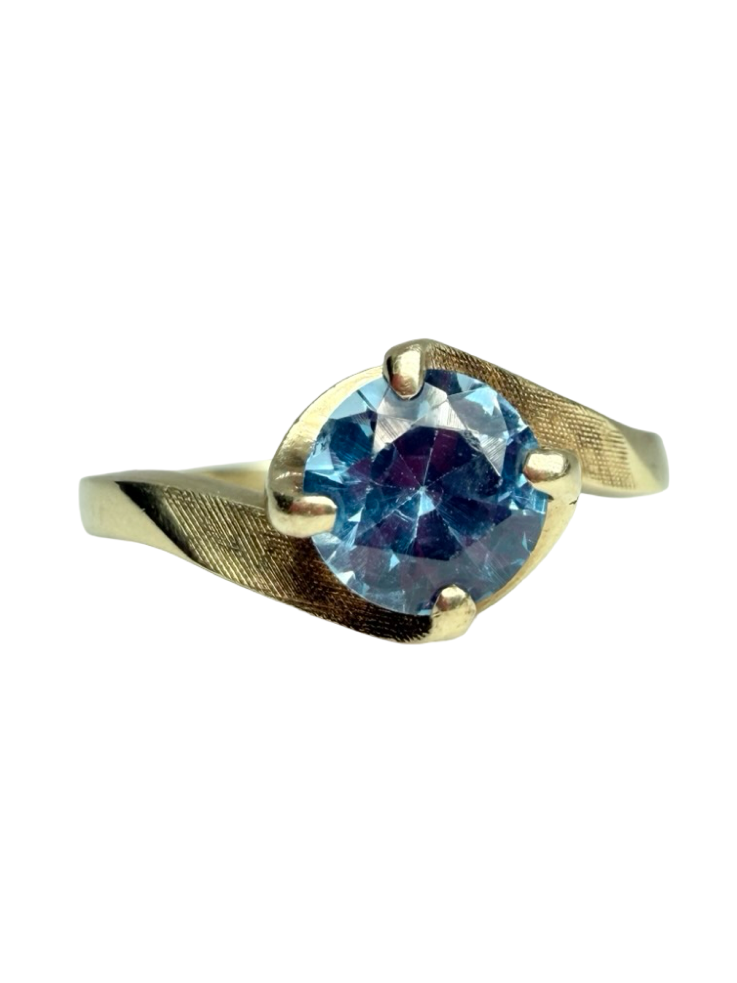 Spring 10K Yellow Gold Blue Topaz Solitaire Ring 17
