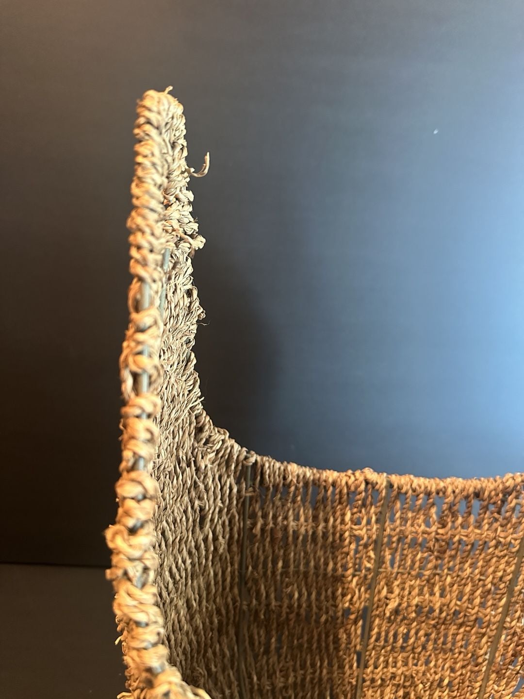 Unbranded Woven Seagrass Basket with Wooden Handle Brown 7