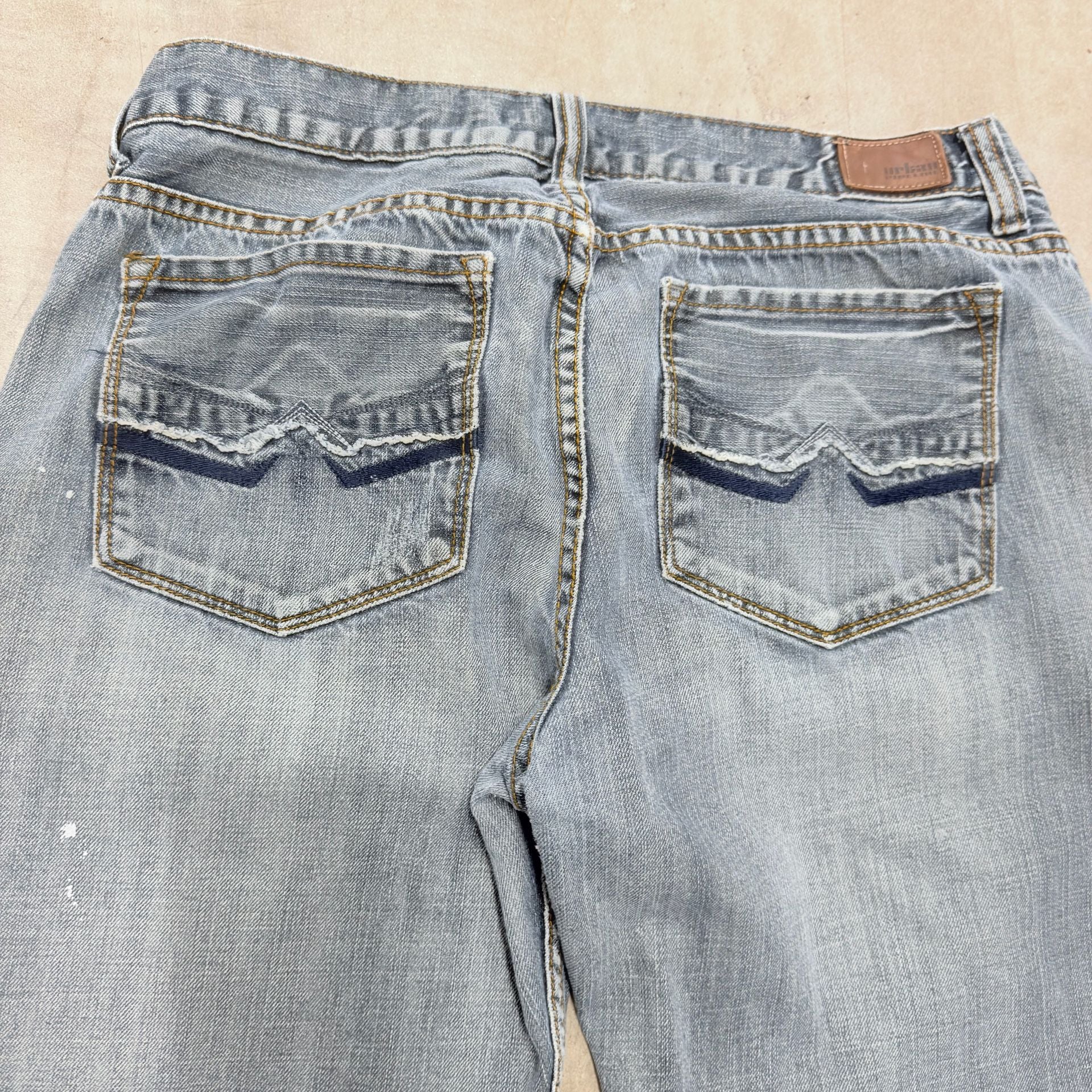 Urban Pipeline Relaxed Bootcut Jeans 36x34 Gray Distressed Denim 4