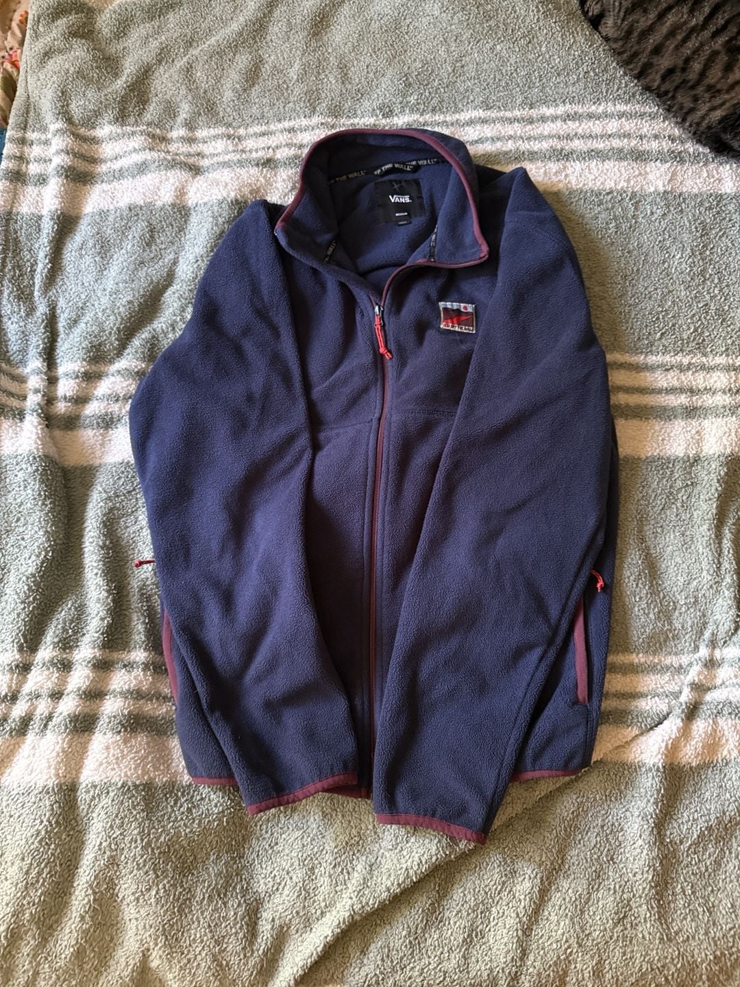 Vans Fleece Jacket Size Medium Blue Full Zip Off The Wall 2