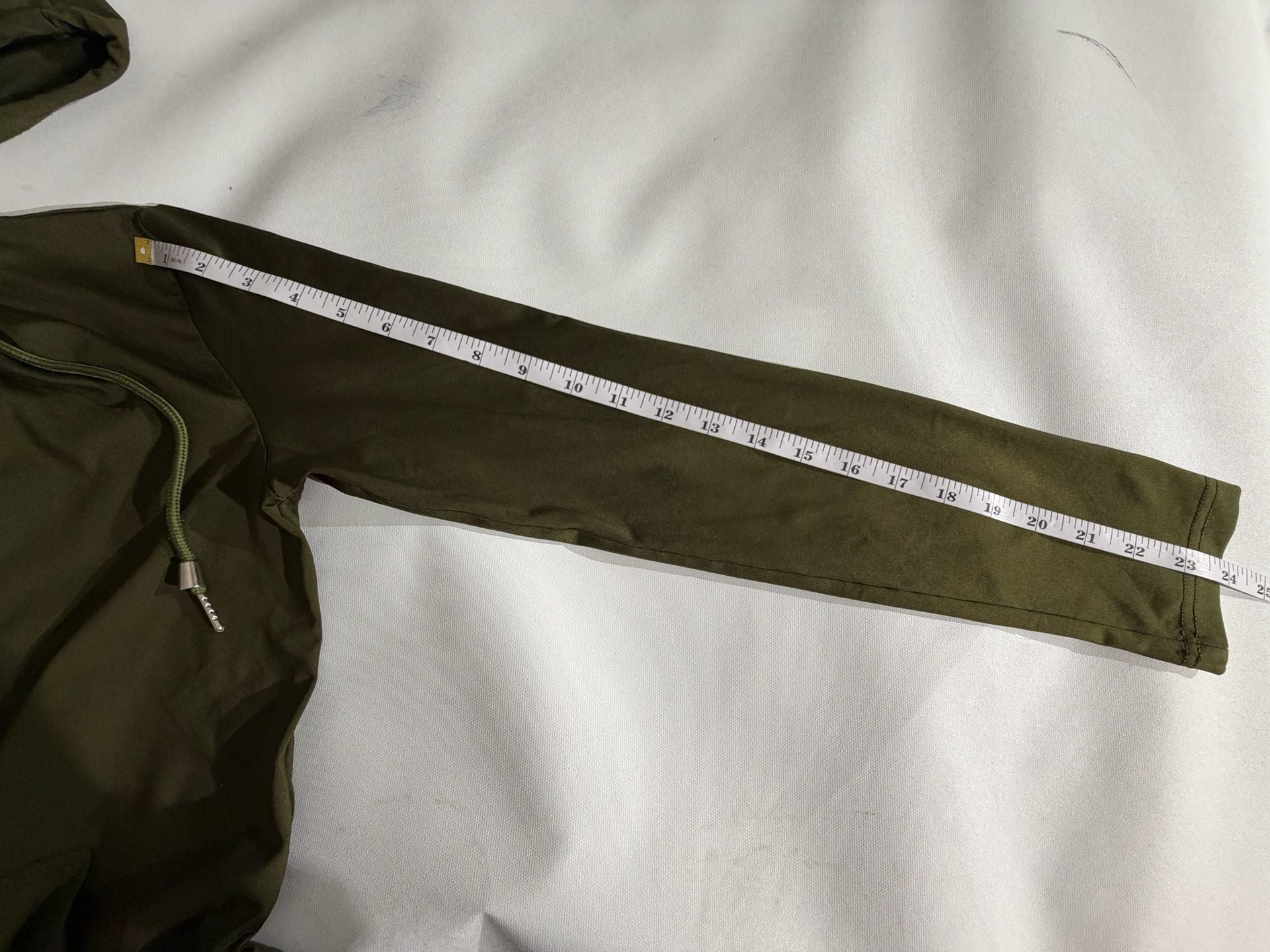 Olive Green Full Zip Fitted Lightweight Hoodie Jacket Size L 10