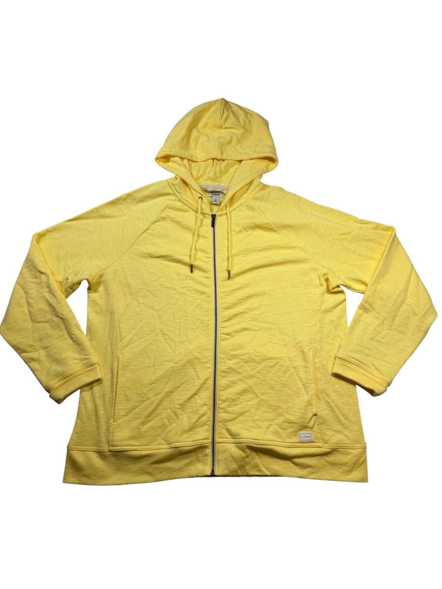 L.L.Bean Hoodie Womens XL Yellow Full Zip 100% Cotton Sweatshirt Lightweight 2
