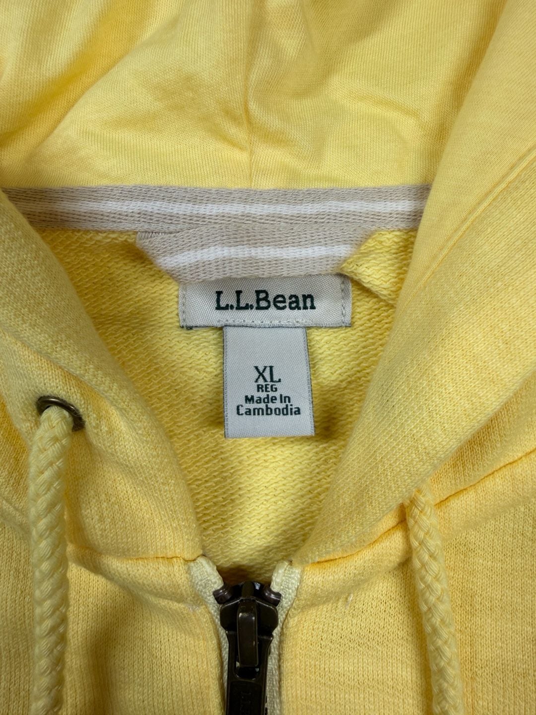 L.L.Bean Hoodie Womens XL Yellow Full Zip 100% Cotton Sweatshirt Lightweight 4