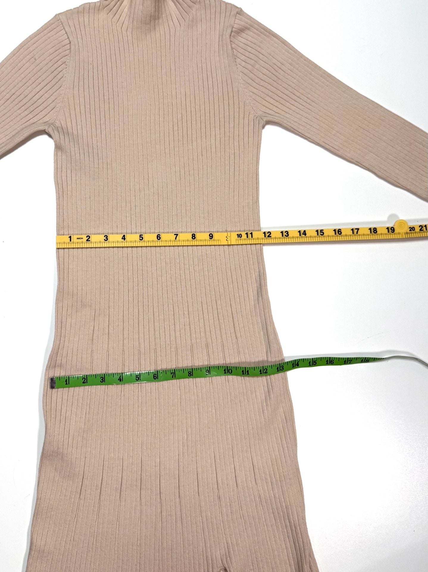 ASTR The Label Women's Dress Size M Quiet Luxury Old Money Preppy Y2K Balletcore Cream Ribbed Knit Mock Neck Midi Maxi Long Sleeve Side Slit Stretch Bodycon 5